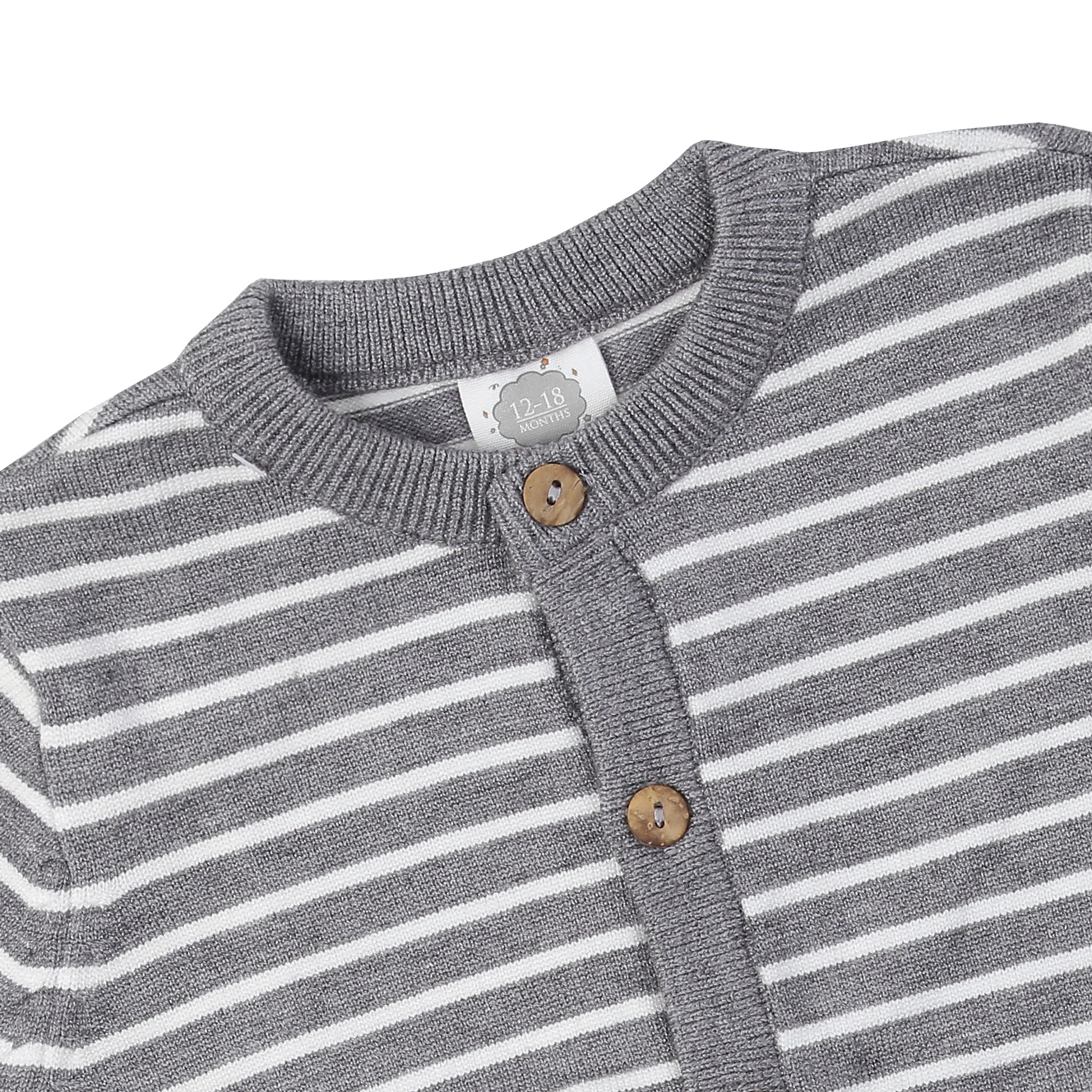 Áo len bé trai cài giữa Momma baby kẻ ghi ND24D (Ghi) hình 2