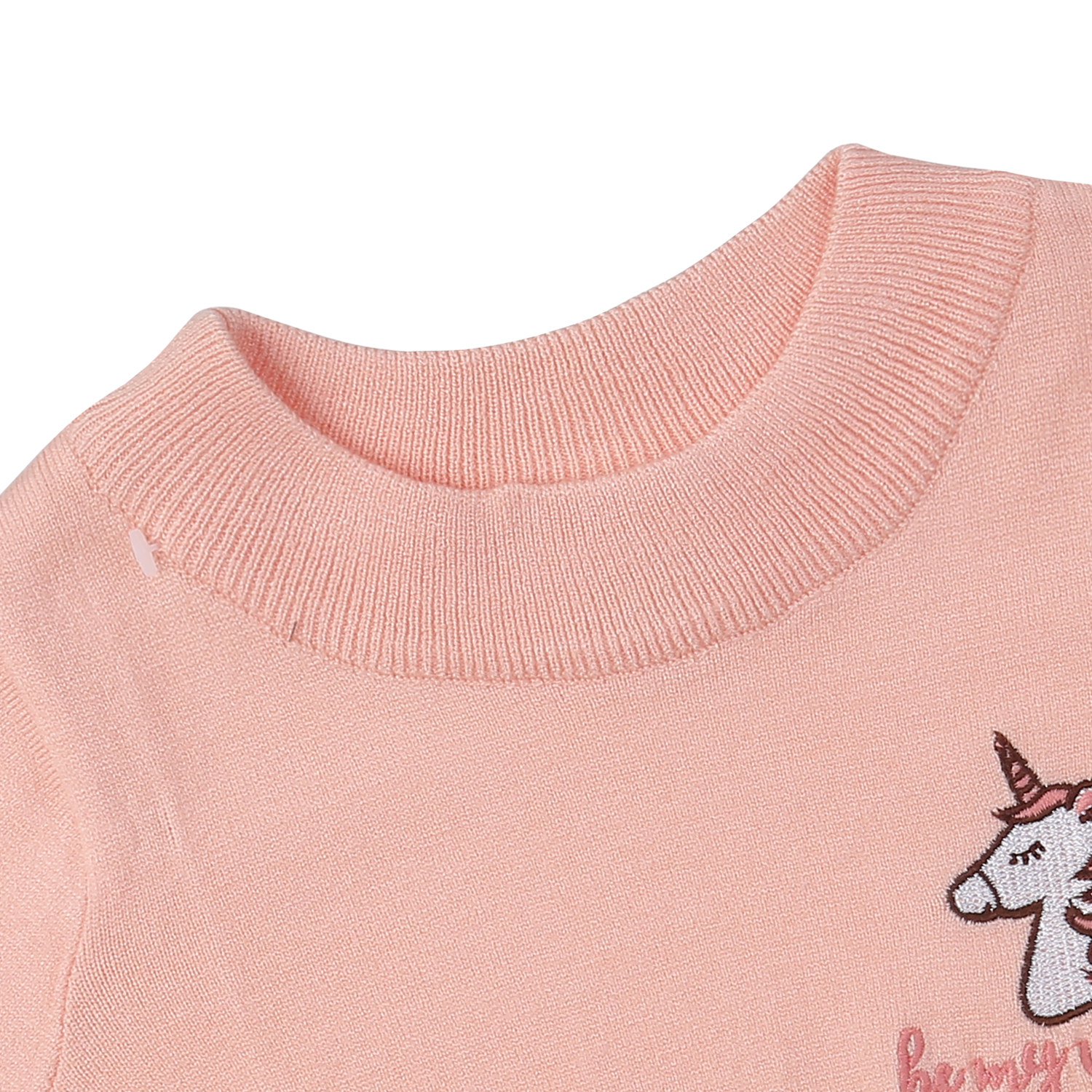 Áo len cổ tròn bé gái Momma baby ND24D (Hồng Cam) hình 2