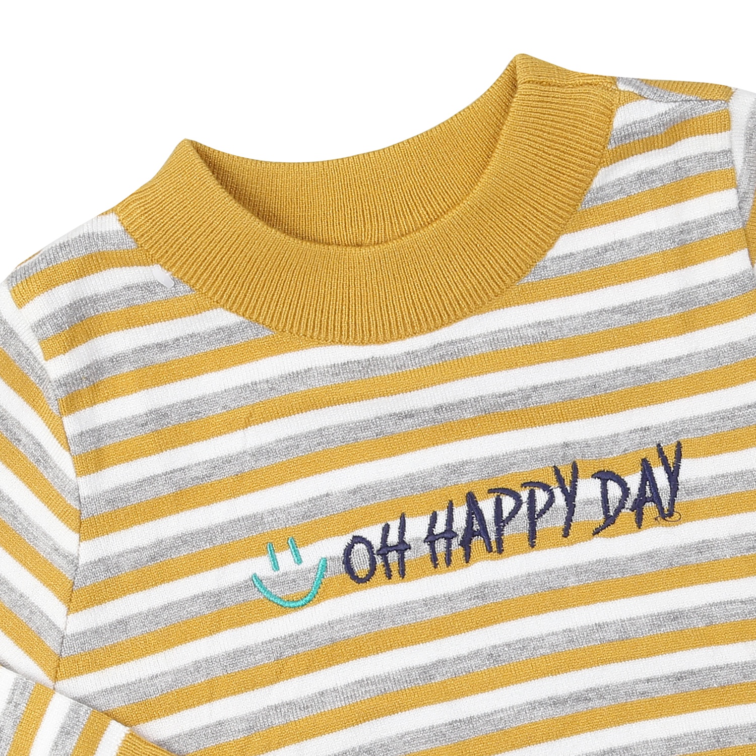 Áo len cổ tròn bé trai Momma baby ND24D (Kẻ Vàng) hình 2