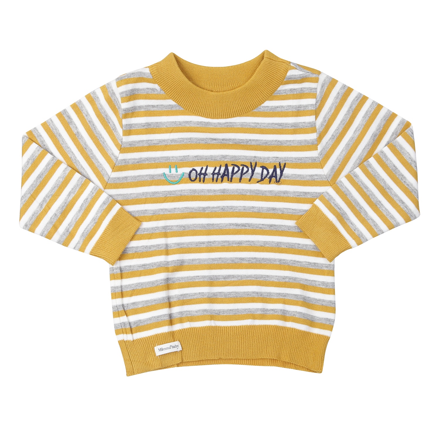 Áo len cổ tròn bé trai Momma baby ND24D (Kẻ Vàng) hình 1