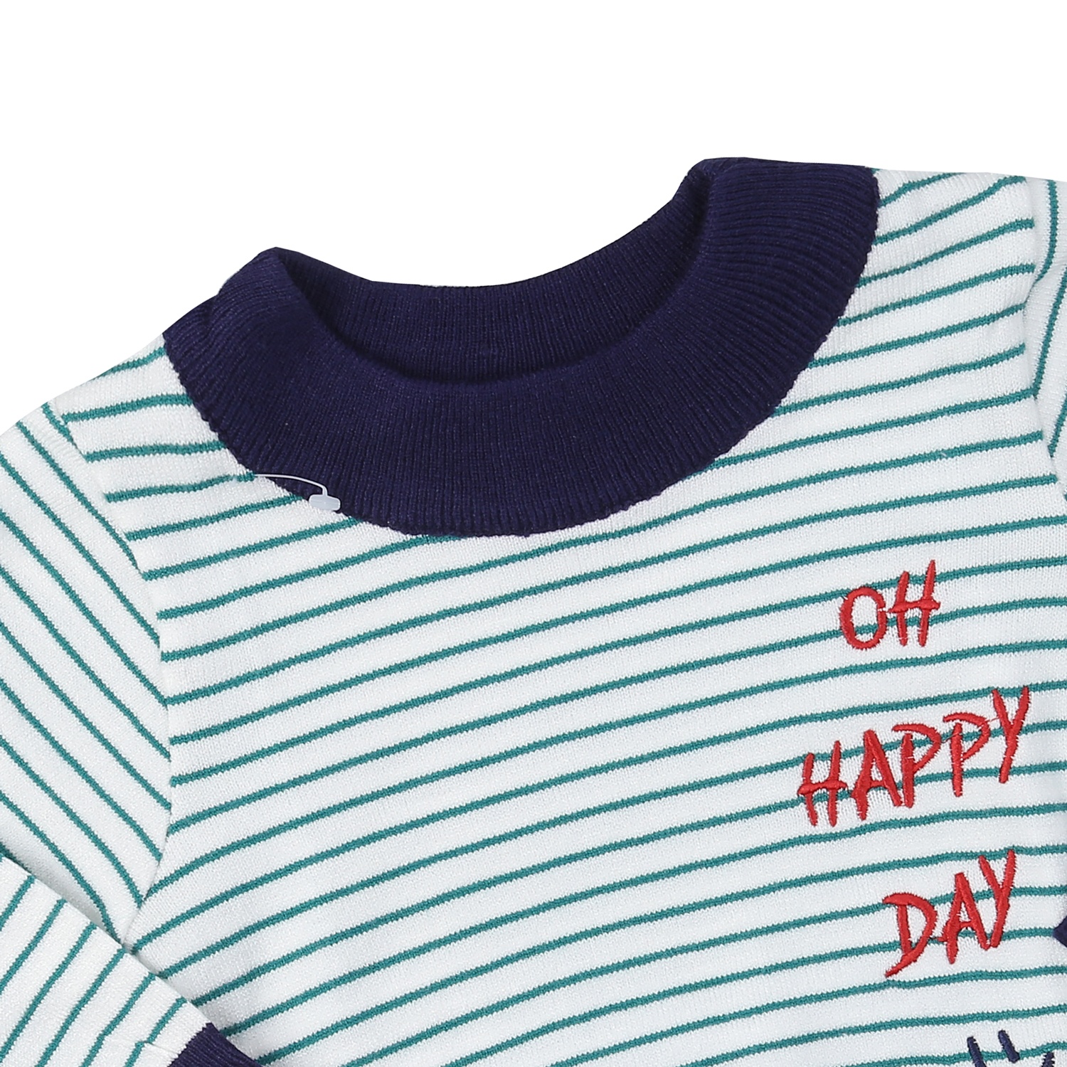 Áo len cổ tròn bé trai Momma baby ND24D (Kẻ Xanh) hình 2