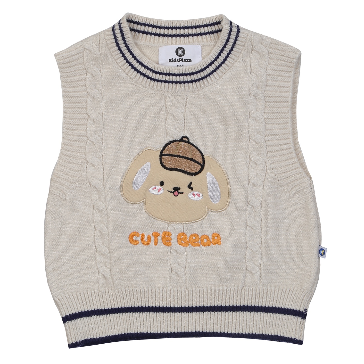 Áo len gile bé trai KidsPlaza họa tiết gấu HN24D (Be) hình 1