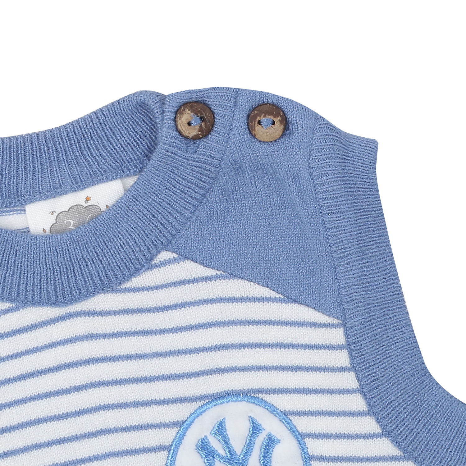 Áo len Jile cài vai bé trai Momma baby ND24D (Kẻ Xanh) hình 2