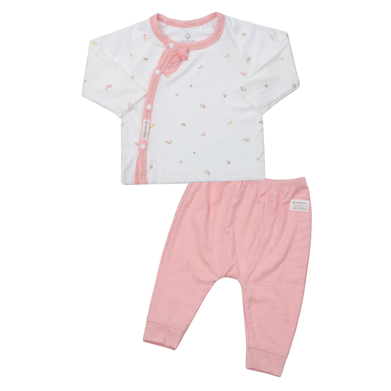 Bộ dài cài lệch in hoa KidsPlaza Otis ND24T (Trắng Hồng) hình 1