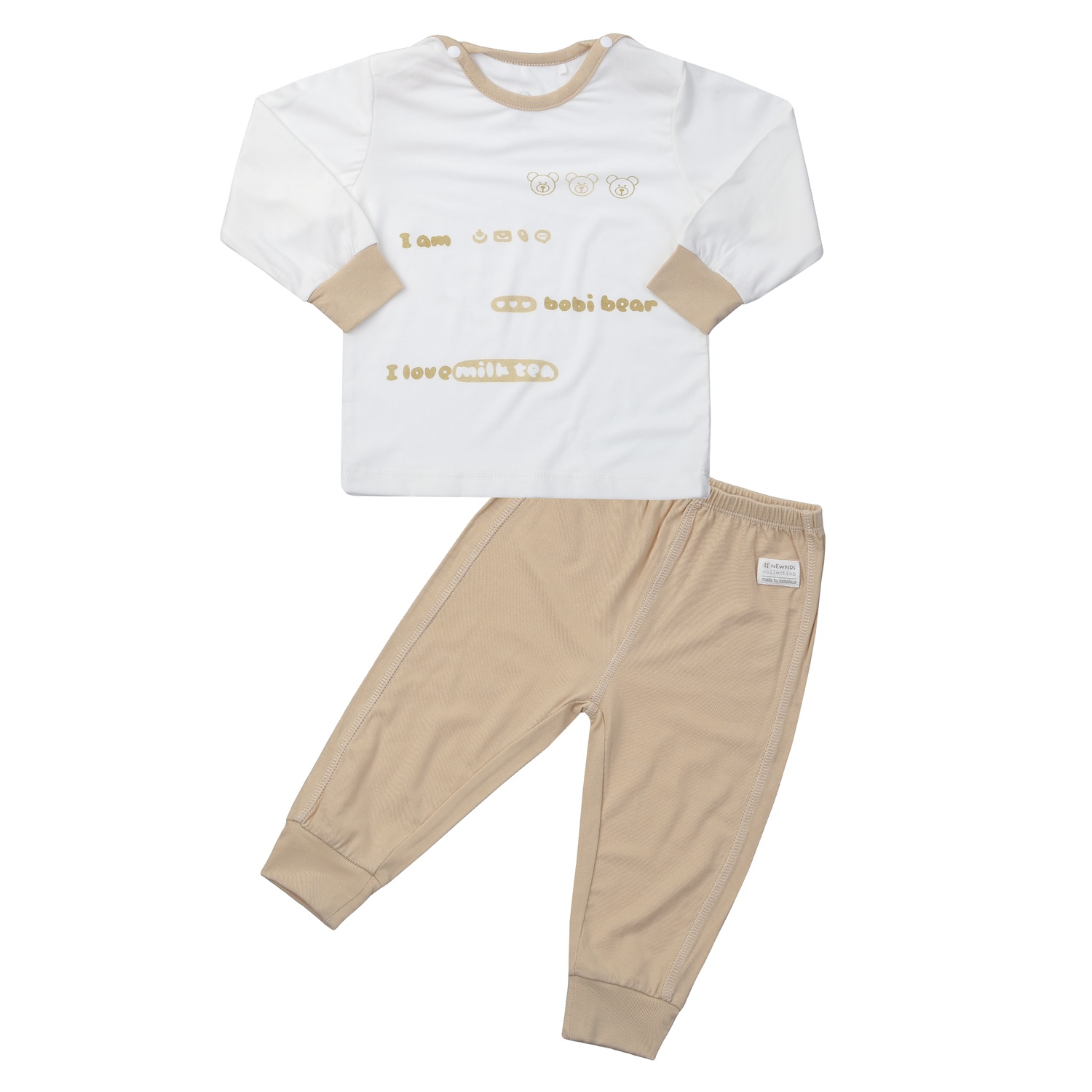 Bộ dài cài vai KidsPlaza Otis ND24T (Trắng Nâu) hình 1