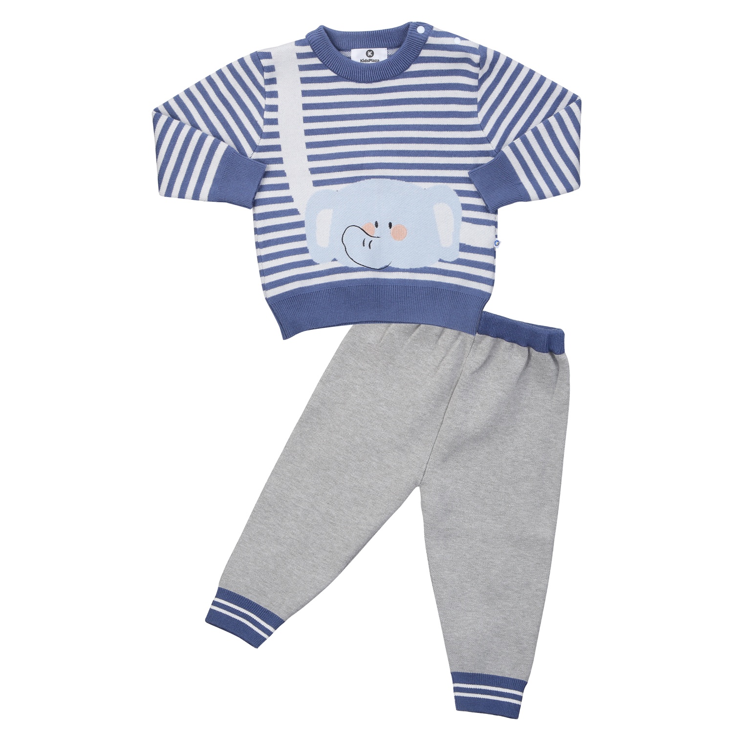 Bộ len sơ sinh bé trai KidsPlaza in voi HN24D (Xanh xám)