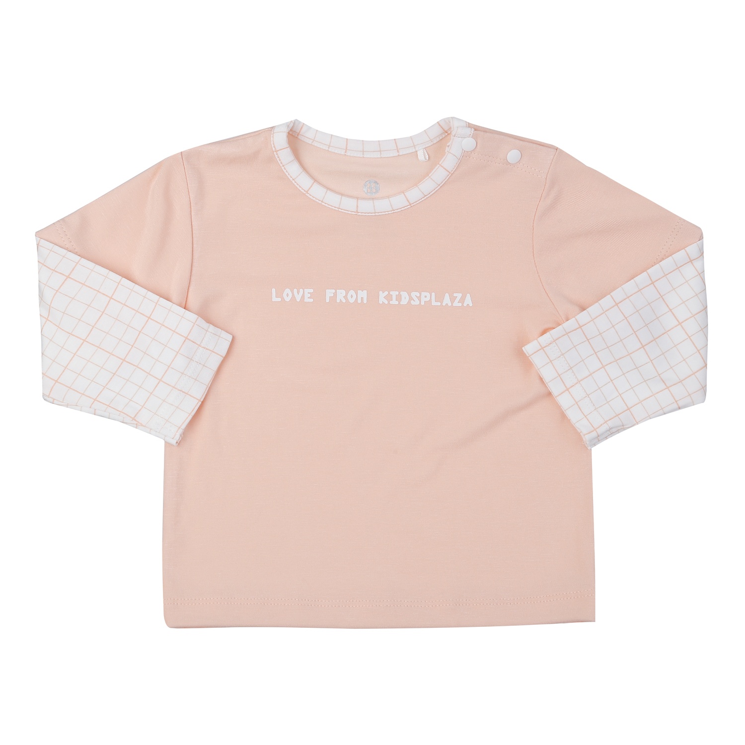 Bộ quần áo dài tay KidsPlaza Otis cài vai in chữ ND24T (Hồng cam) hình 1