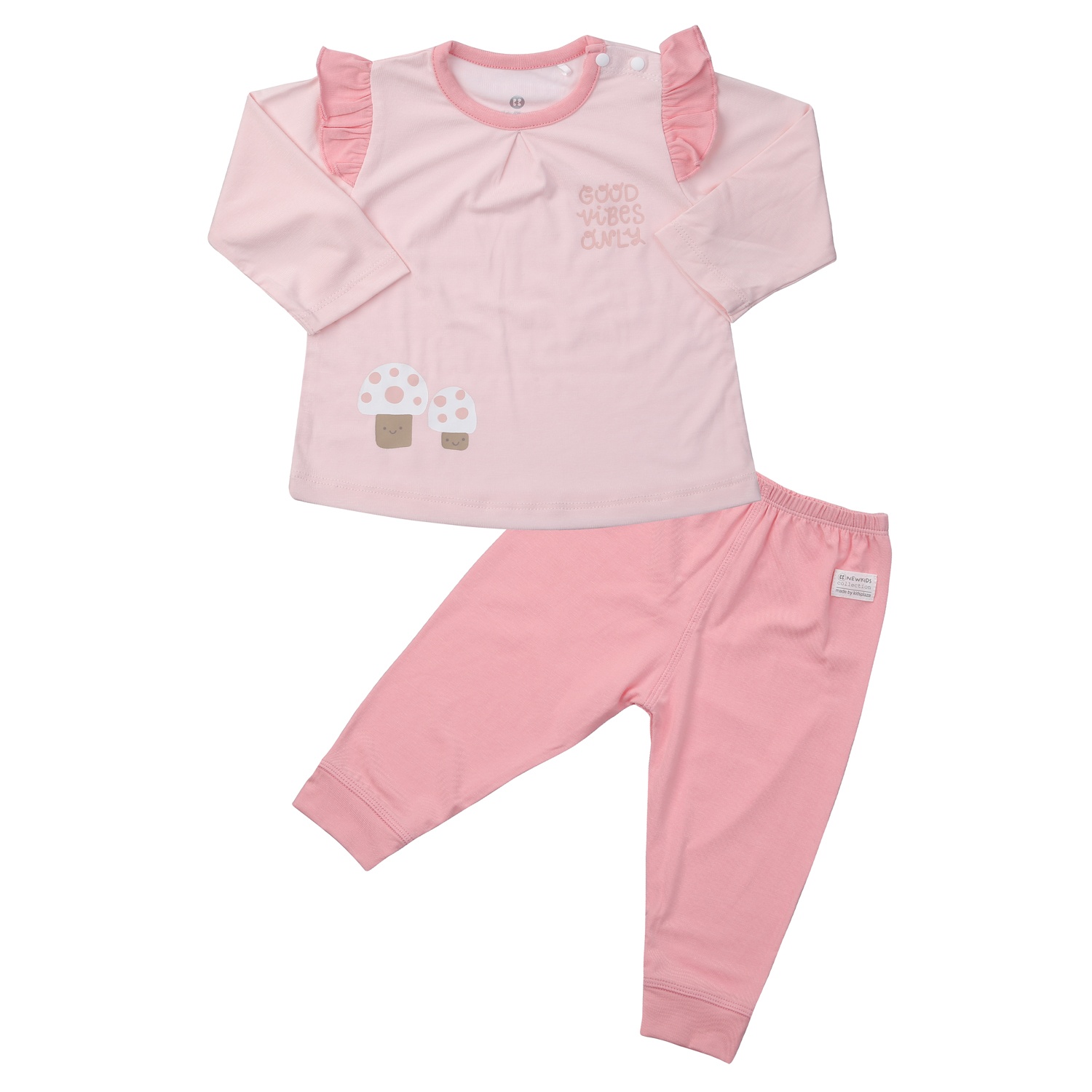 Bộ quần áo thời trang KidsPlaza Otis cài vai in hình nấm ND24T (Hồng) hình 3