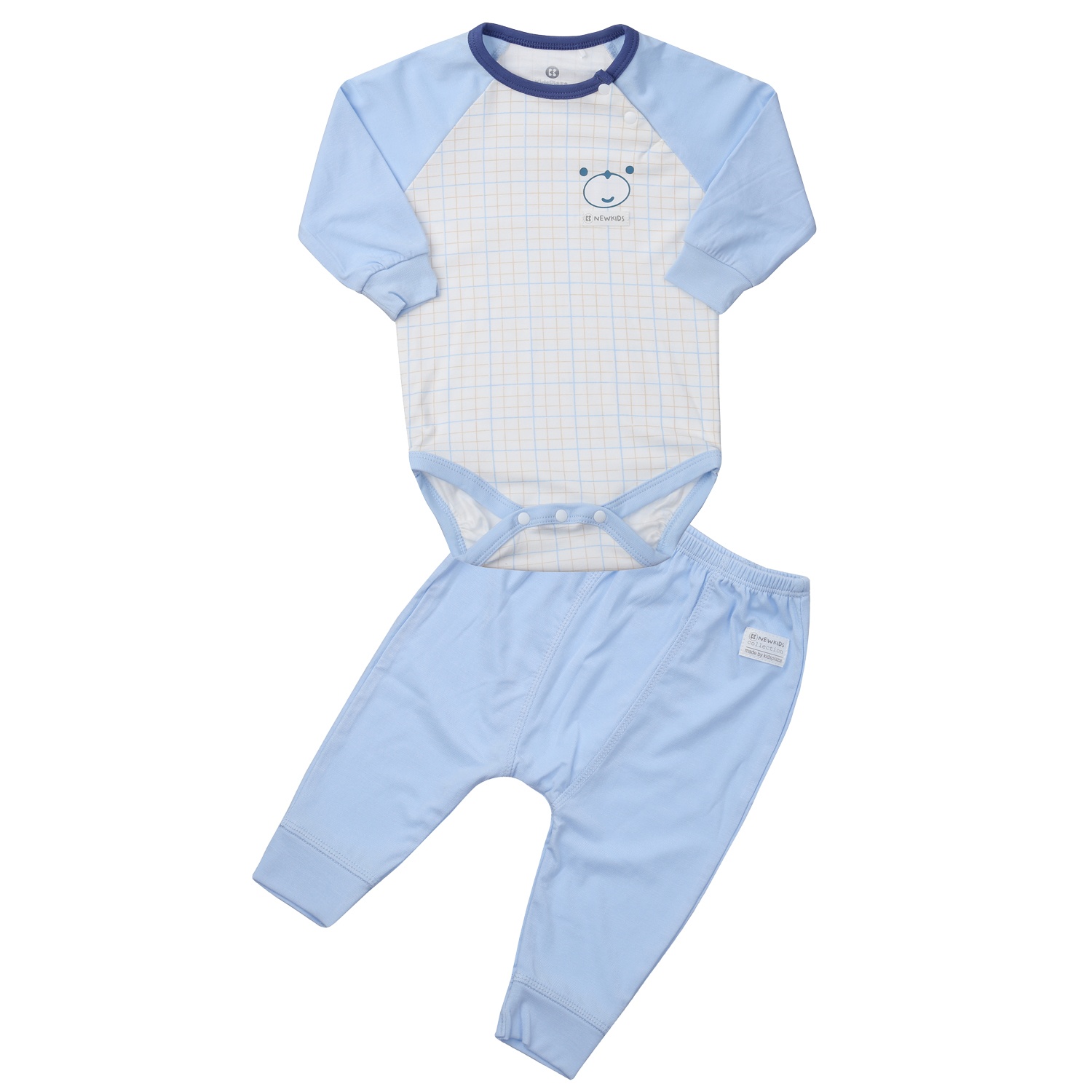 Sét body bẹn dài tay kẻ xanh KidsPlaza ND24T (Xanh) hình 1