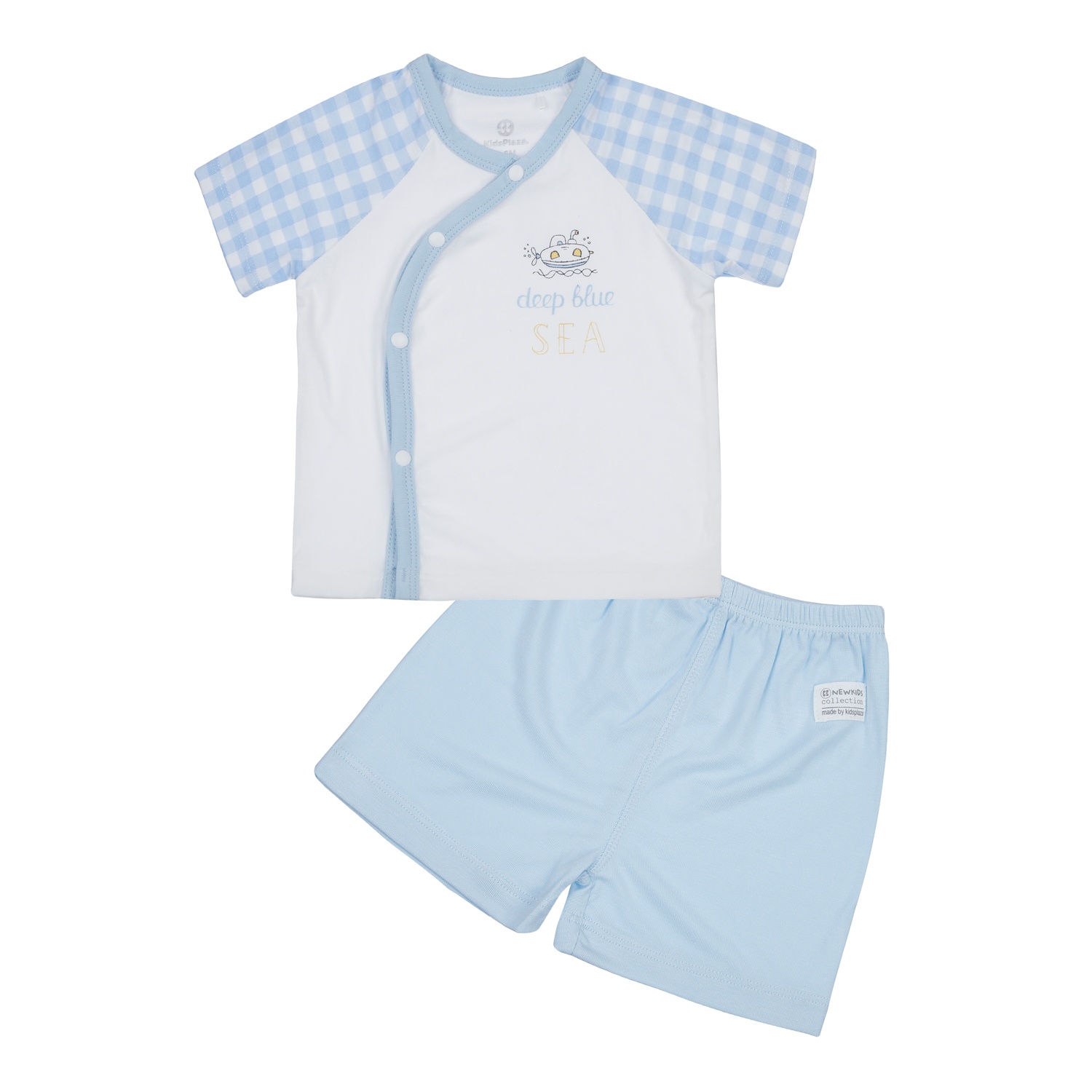 Bộ cộc cài lệch KidsPlaza in chữ deep blue Sea Otis ND24H (Trắng Xanh) hình 1