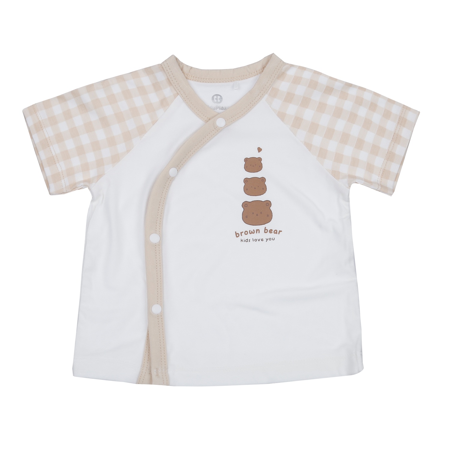 Bộ cộc cài lệch KidsPlaza in gấu Otis ND24H (Trắng Be) hình 2