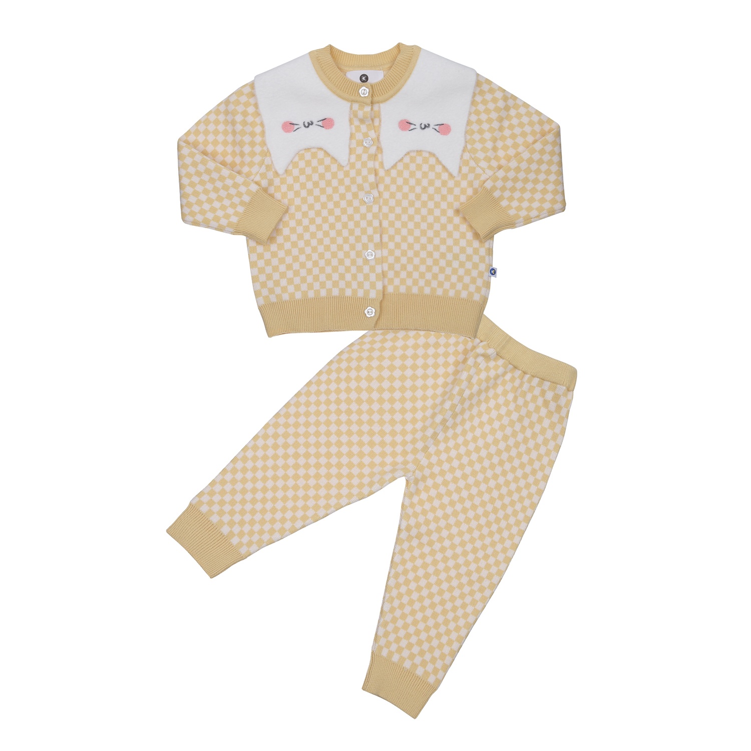 Bộ len sơ sinh bé gái KidsPlaza in mèo HN23D (Vàng)