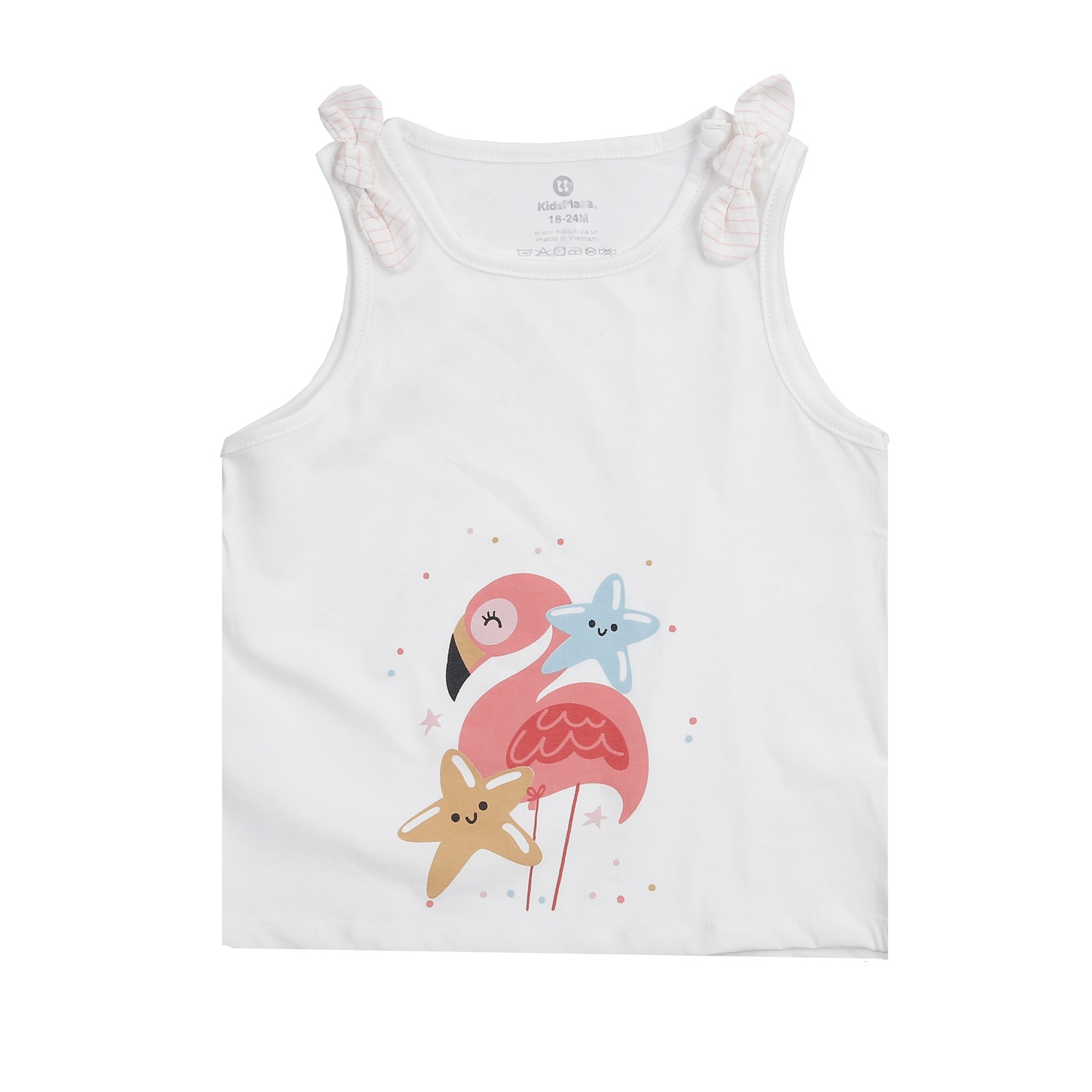 Bộ quần áo ba lỗ bé gái KidsPlaza in hạc TKH BA24H (Trắng)