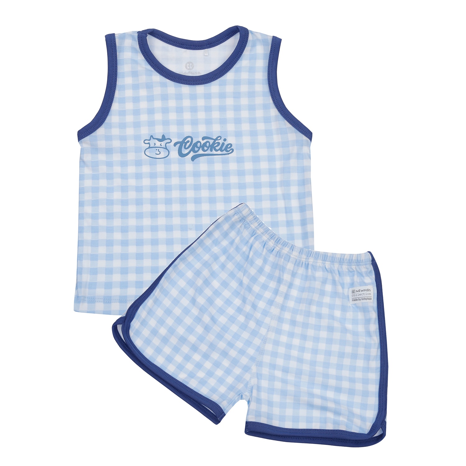 Bộ quần áo ba lỗ bé trai KidsPlaza Otis ND24H (Kẻ xanh) hình 1