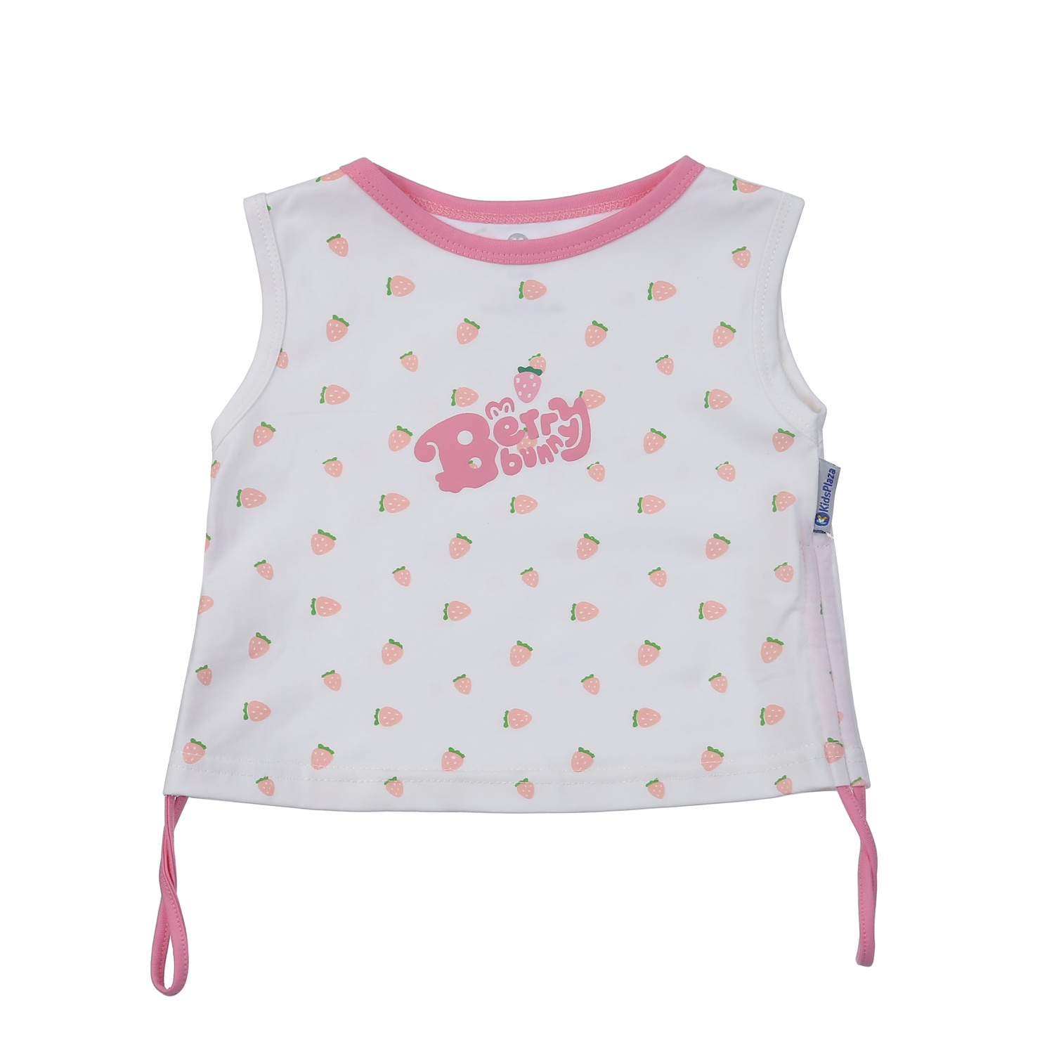 Bộ quần áo ba lỗ KidsPlaza in dâu AT24H (Trắng hồng)