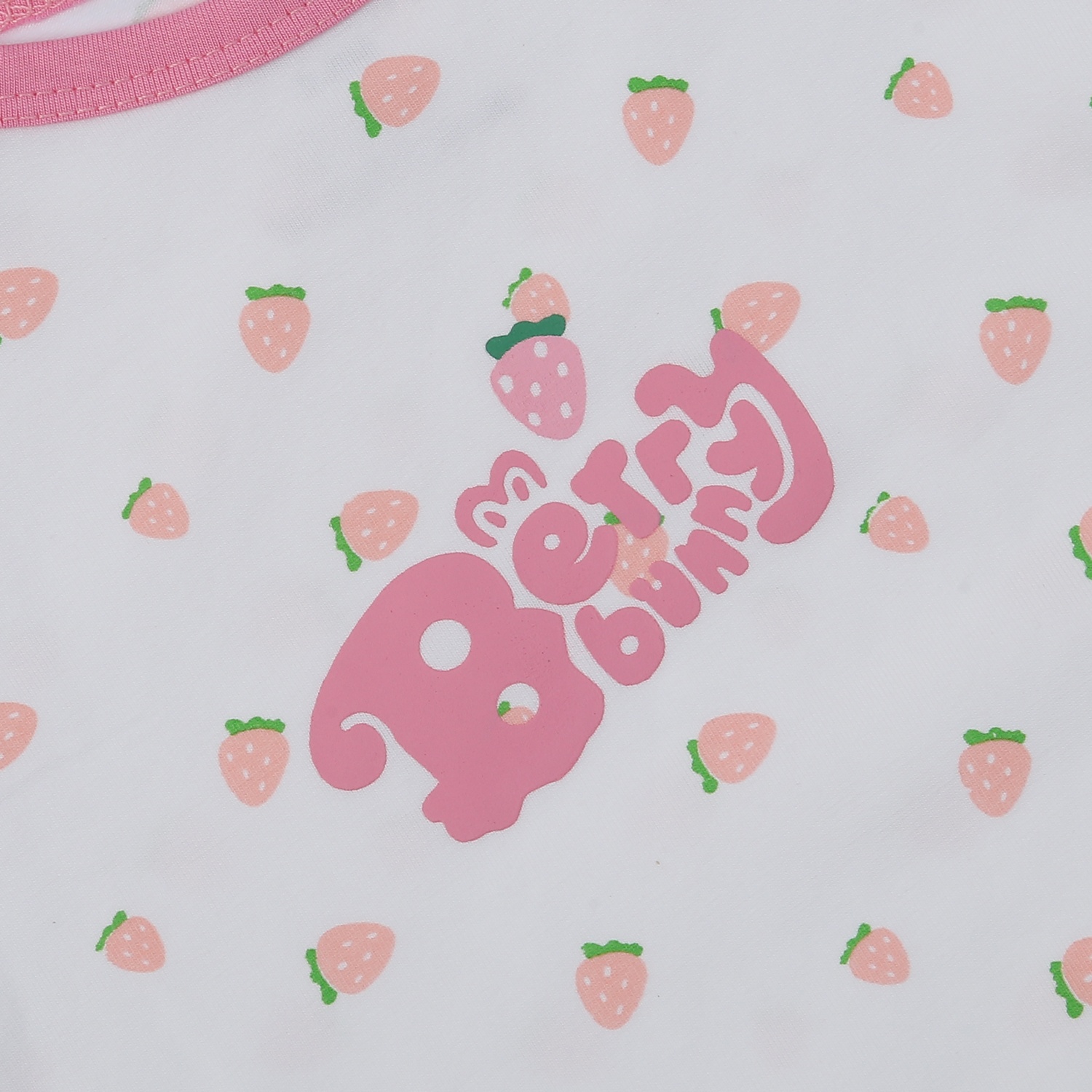 Bộ quần áo ba lỗ KidsPlaza in dâu AT24H (Trắng hồng)