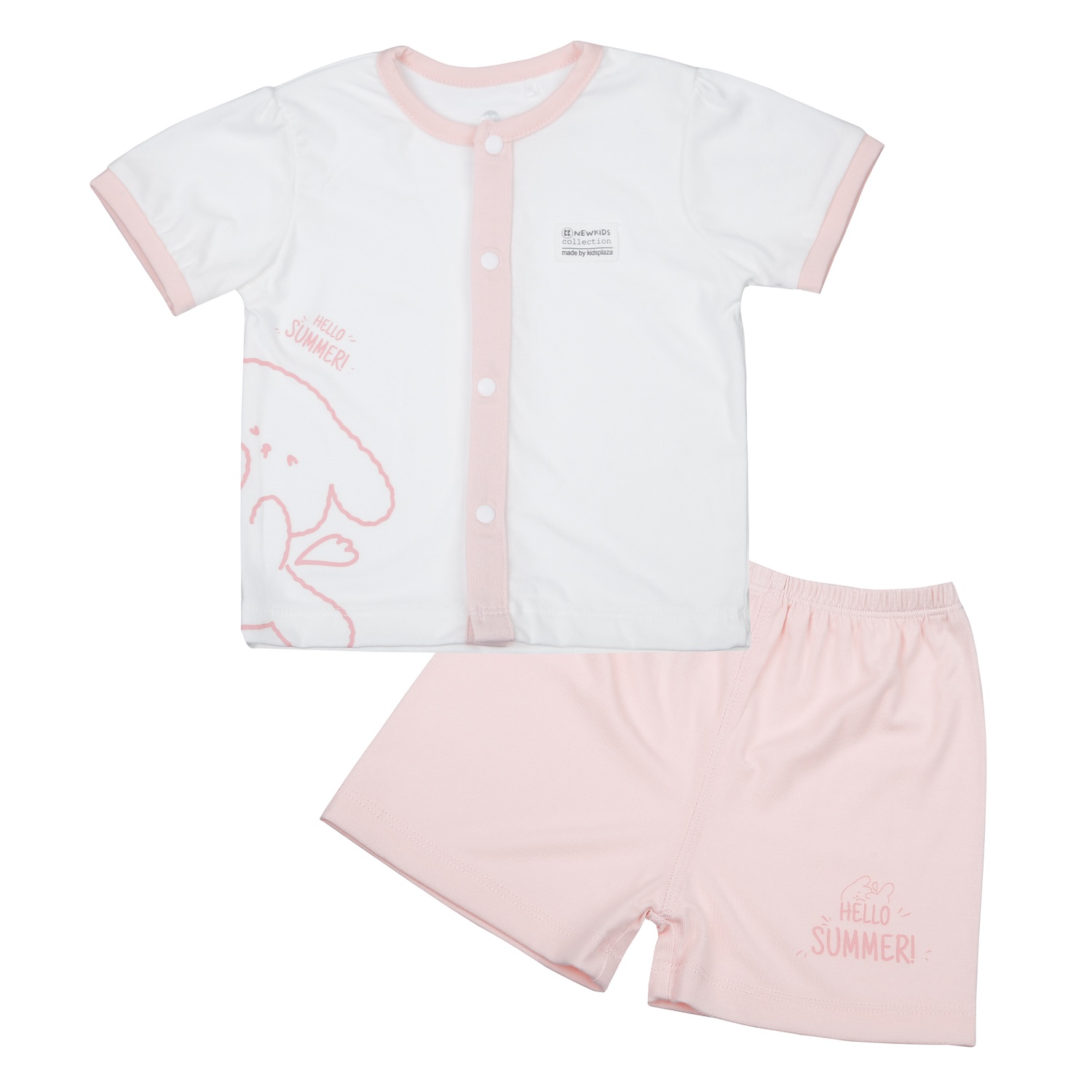 Bộ quần áo cộc tay bé gái KidsPlaza Otis ND24H (Trắng hồng) hình 1