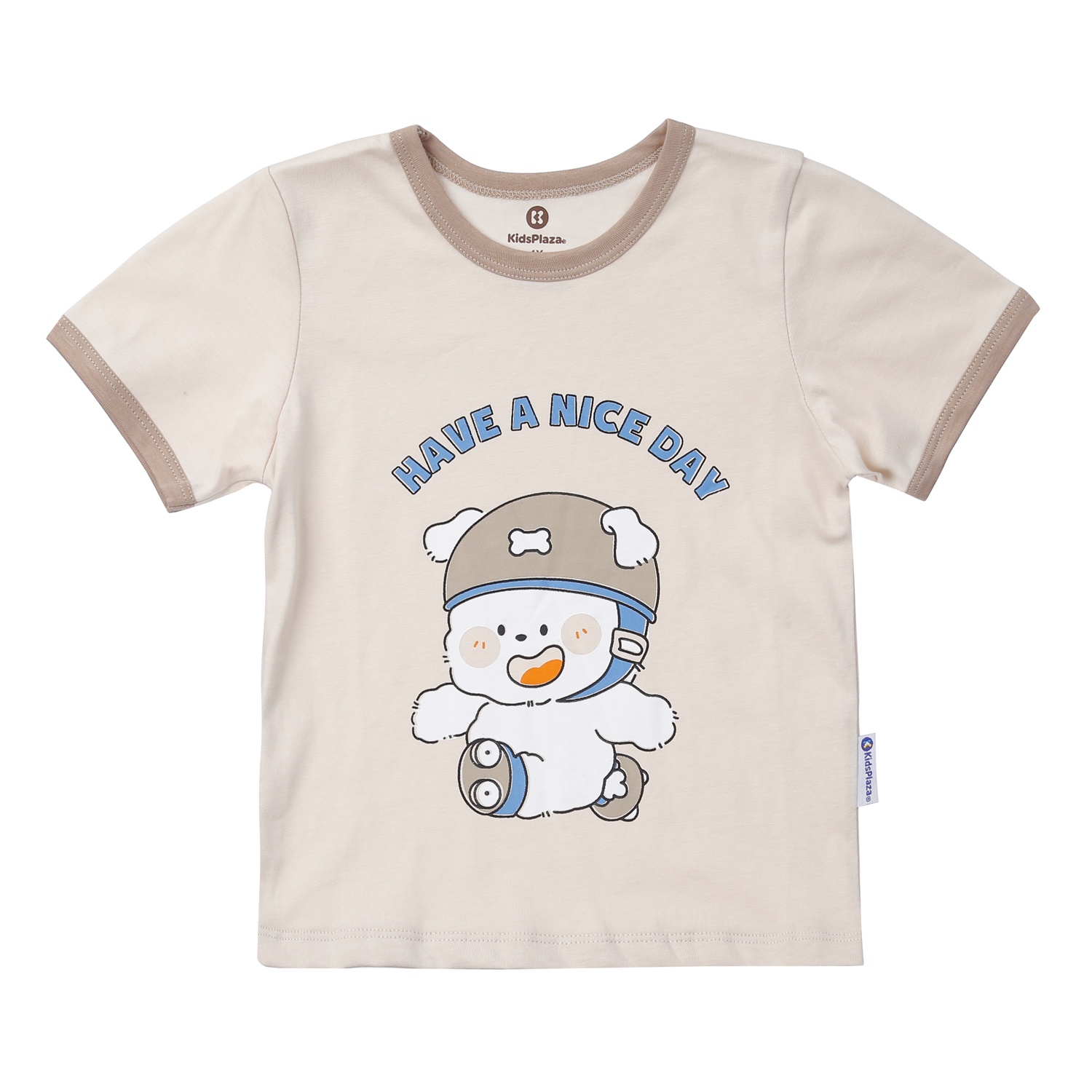 Bộ quần áo cộc tay bé trai KidsPlaza in gấu M24H (Be)