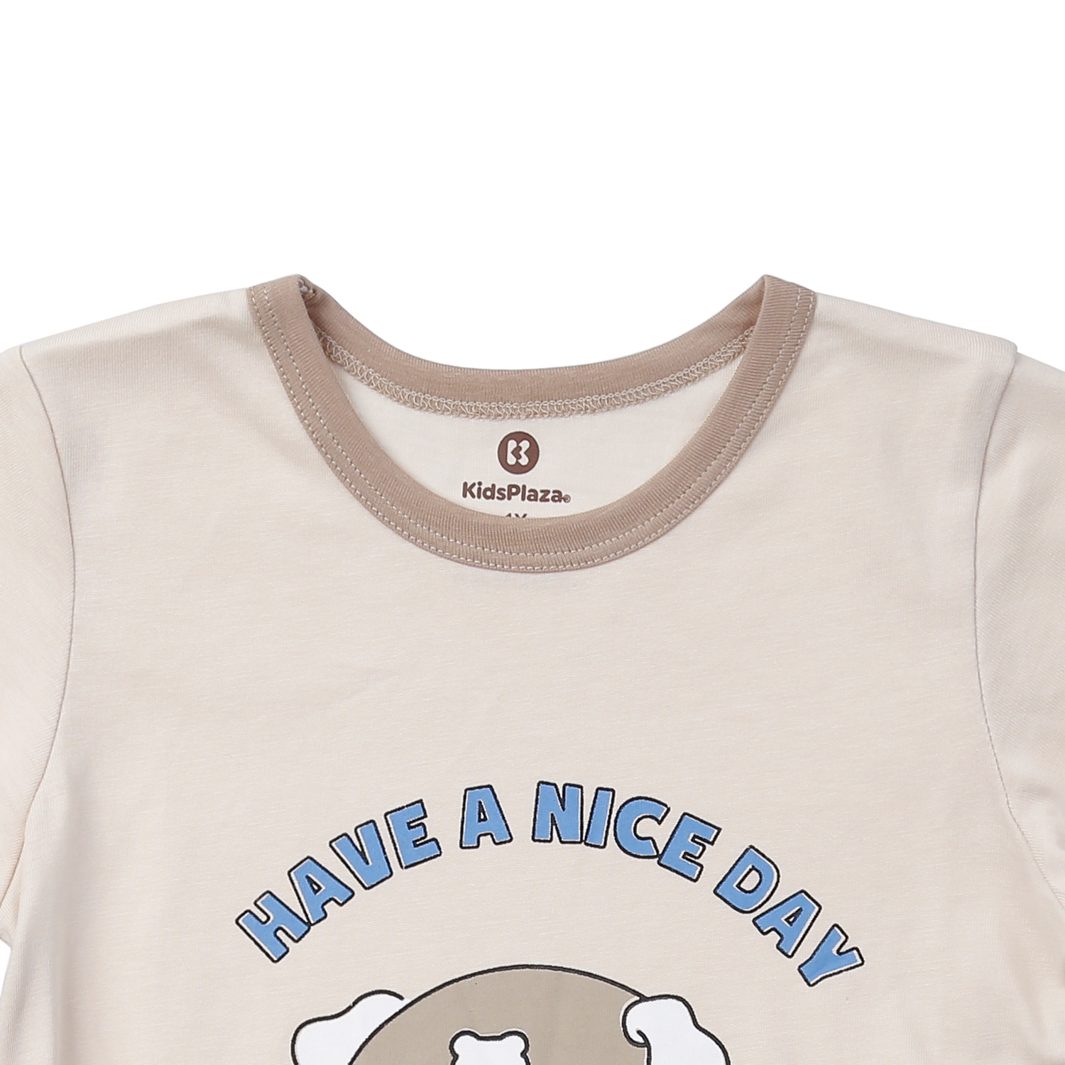 Bộ quần áo cộc tay bé trai KidsPlaza in gấu M24H (Be)