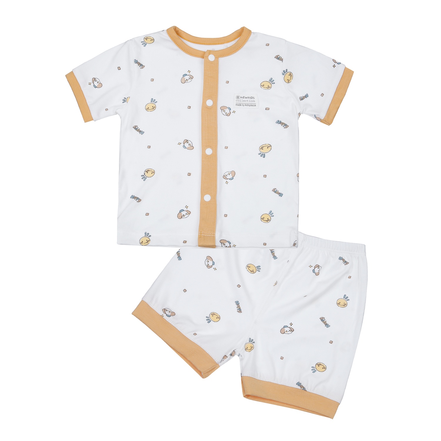 Bộ quần áo cộc tay cài giữa KidsPlaza Otis in hình ND24H (Trắng) hình 1