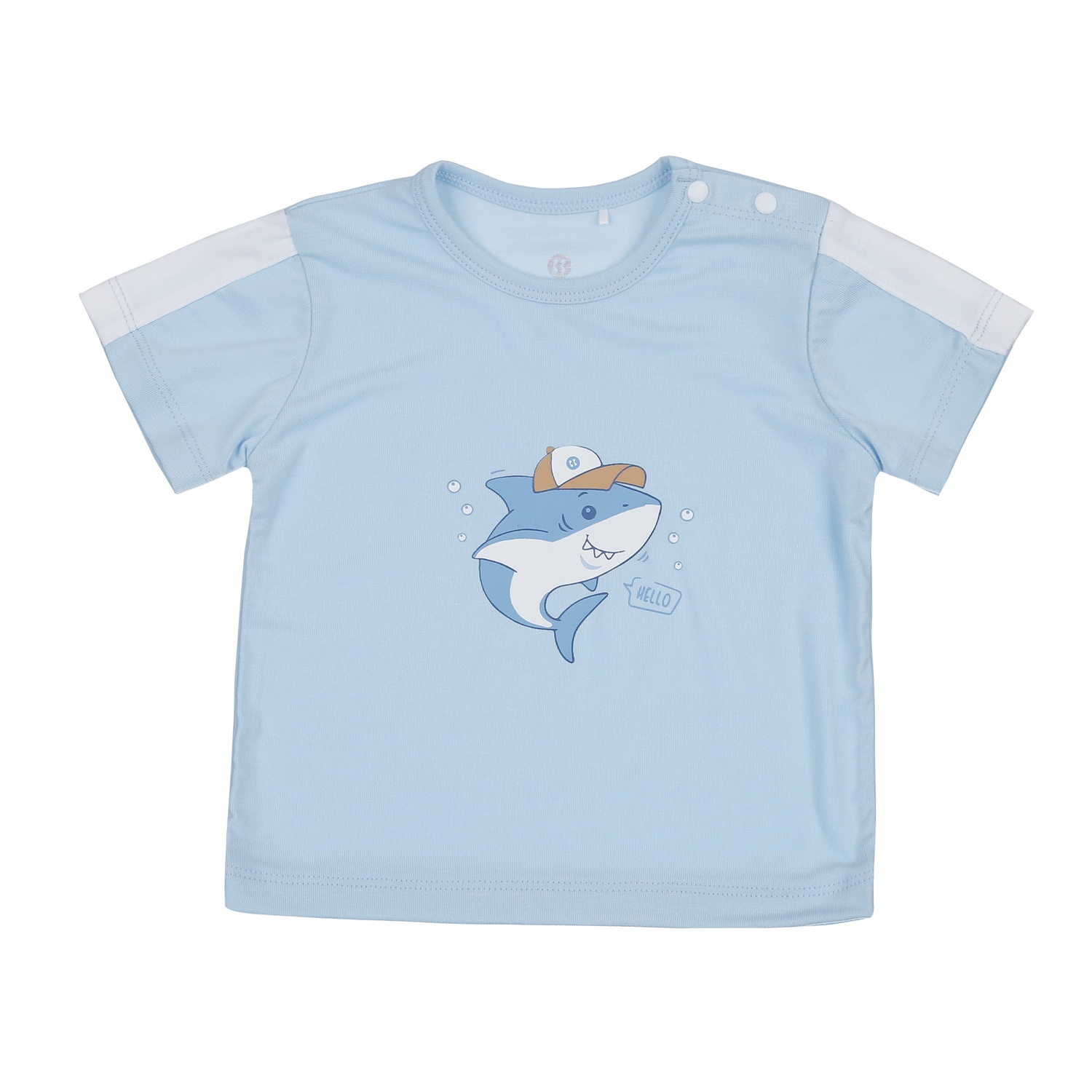 Bộ quần áo cộc tay cài vai KidsPlaza Otis in cá heo ND24H (Xanh)