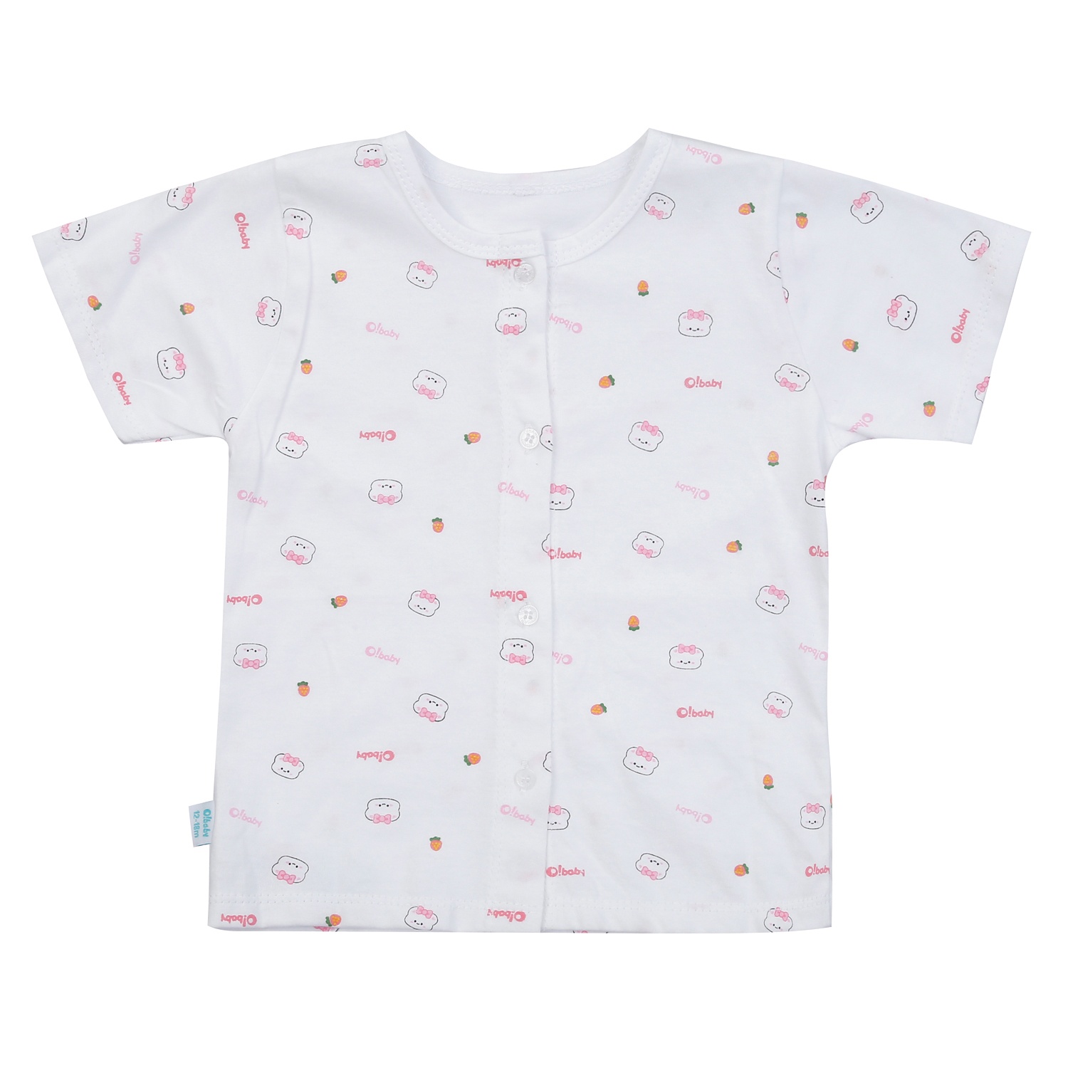 Bộ quần áo cộc tay O!Baby in gấu DN24 (Trắng hồng) hình 2