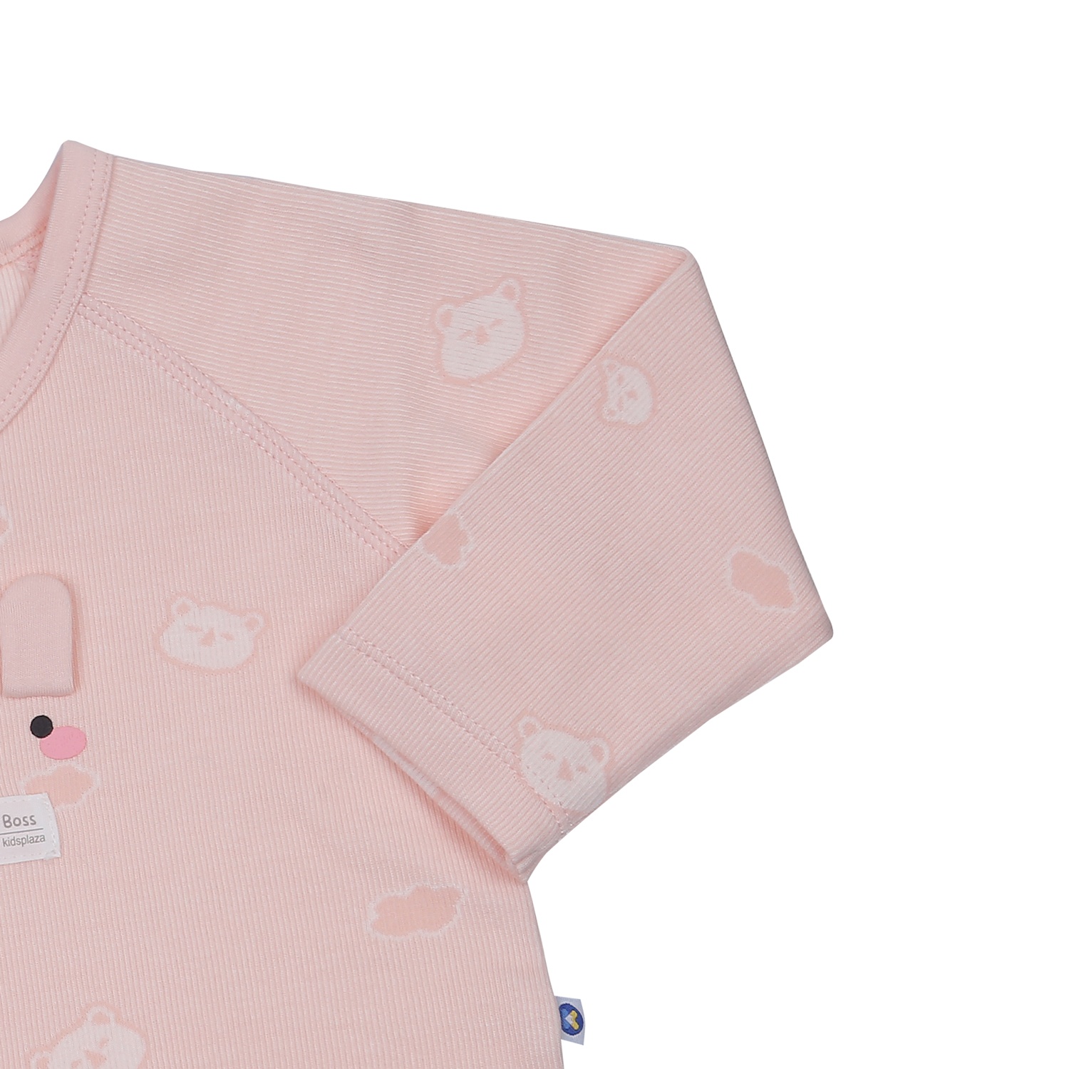 Bộ quần áo dài tay bé gái cài lệch KidsPlaza in gấu HN23D (Hồng)