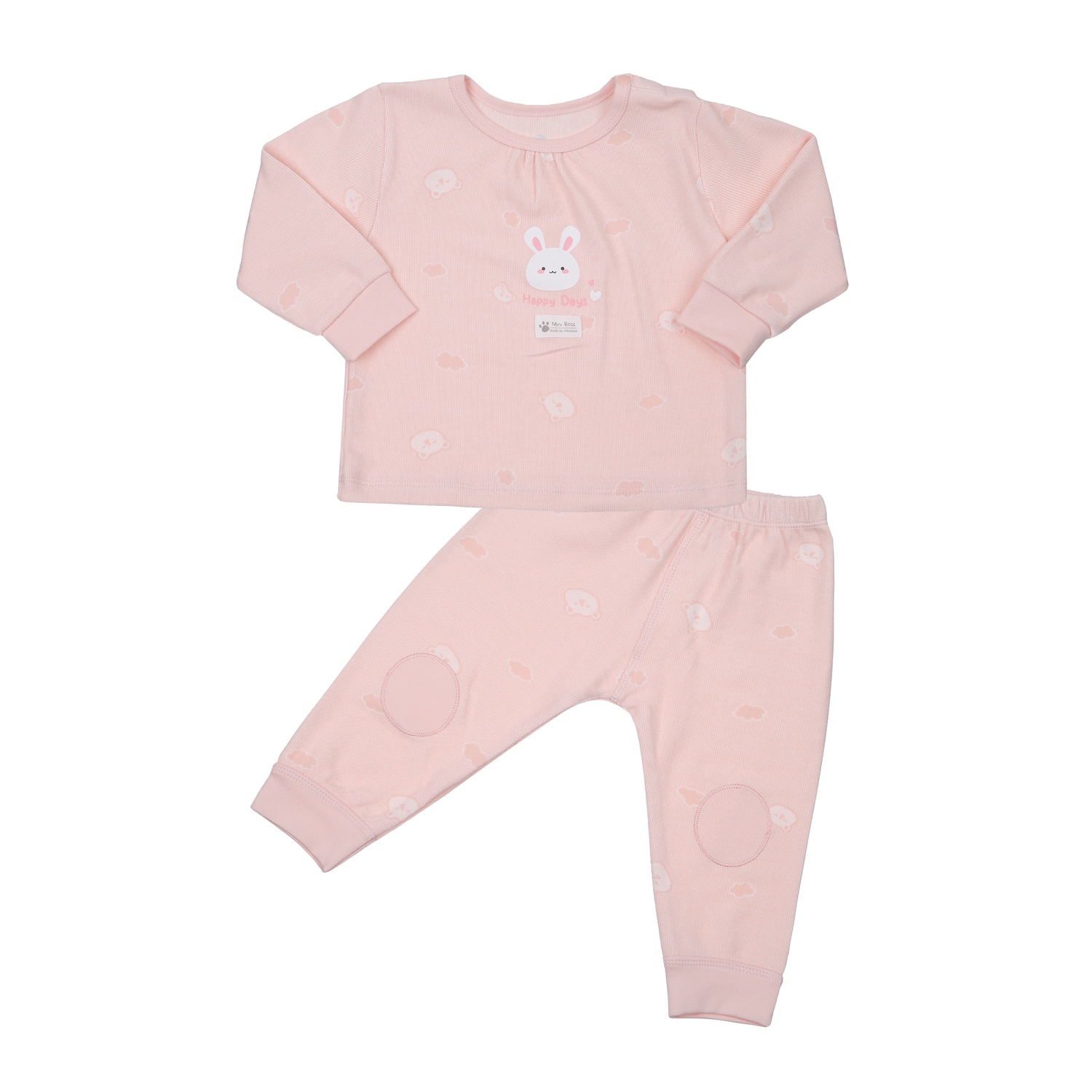 Bộ quần áo dài tay bé gái cài vai KidsPlaza in gấu HN23D (Hồng)