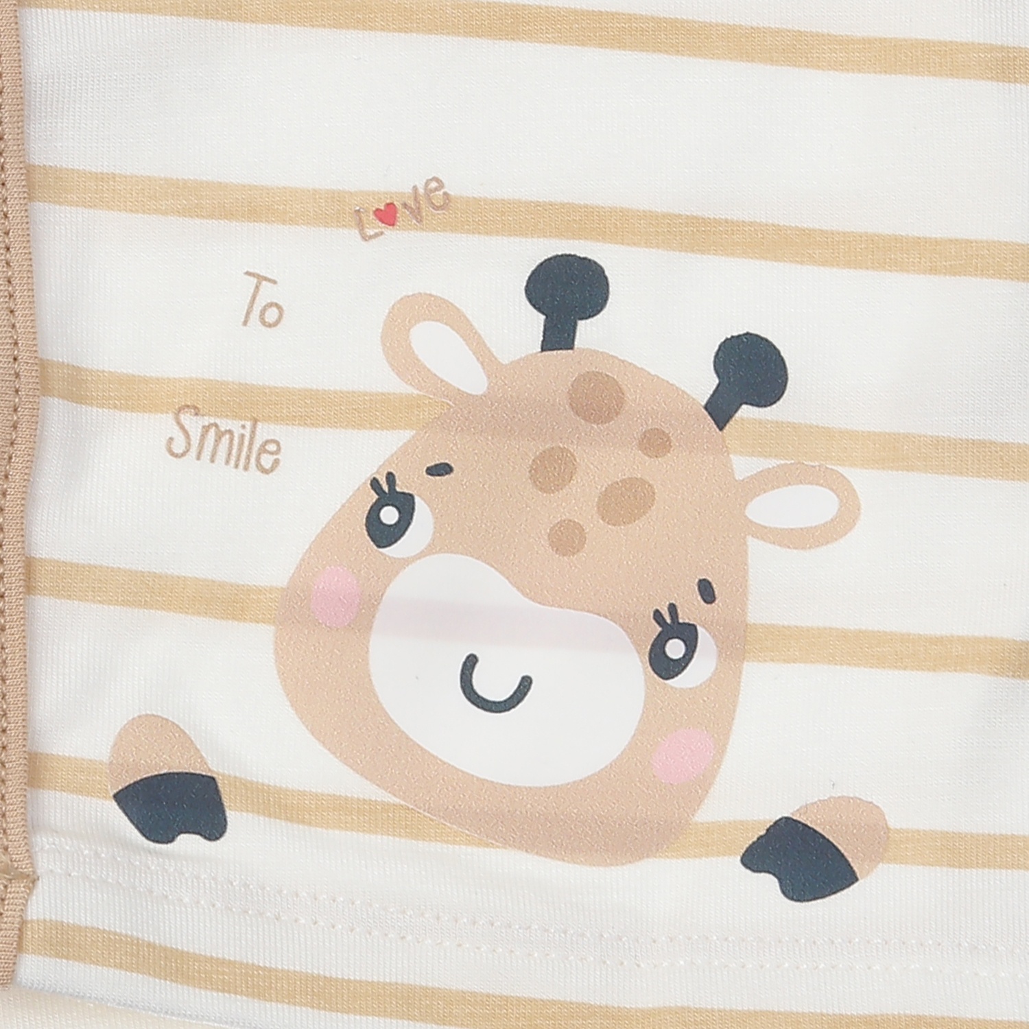 Bộ quần áo dài tay cài giữa KidsPlaza in hươu M24H (Trắng kẻ be)