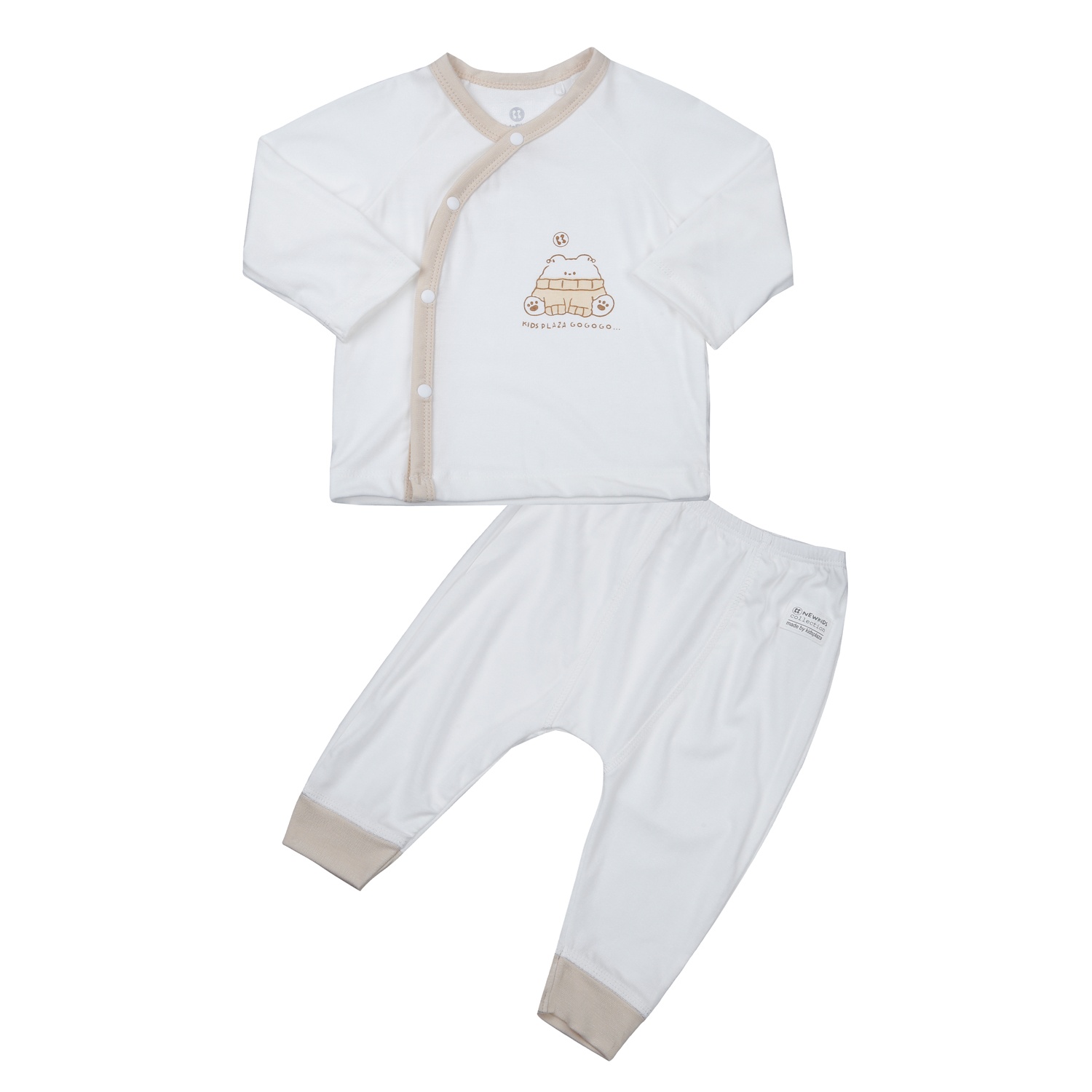 Bộ quần áo dài tay cài lệch KidsPlaza Otis ND24H (Trắng be) hình 1