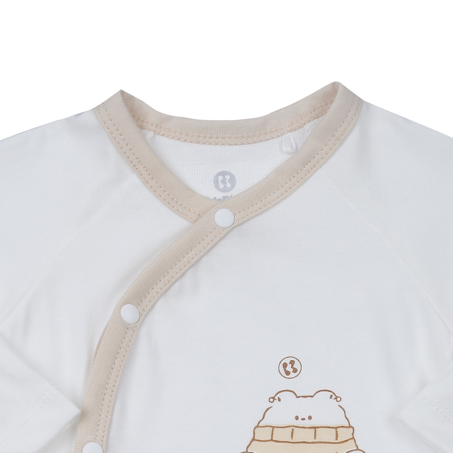 Bộ quần áo dài tay cài lệch KidsPlaza Otis ND24H (Trắng be) hình 3