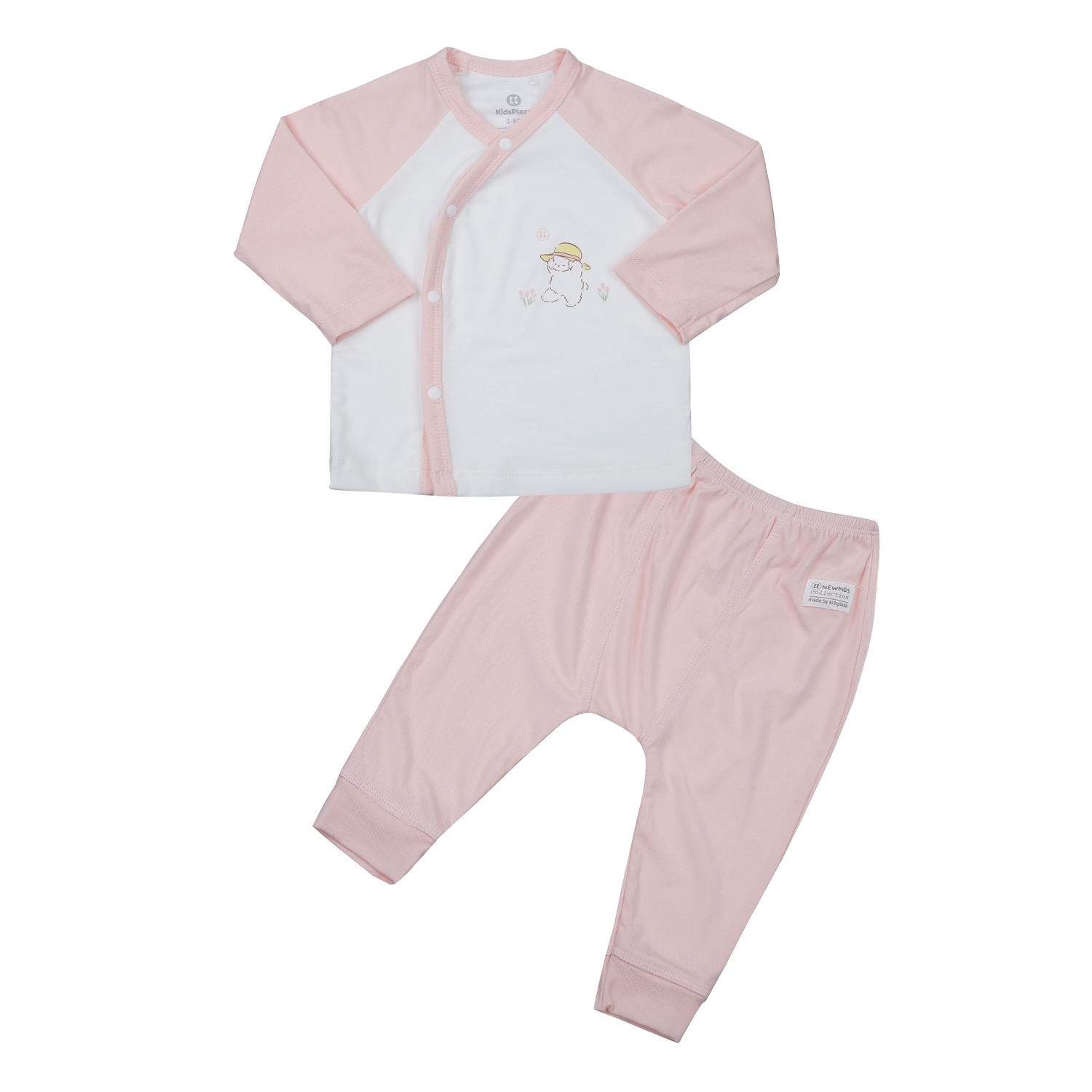 Bộ quần áo dài tay cài lệch KidsPlaza Otis ND24H (Trắng hồng)