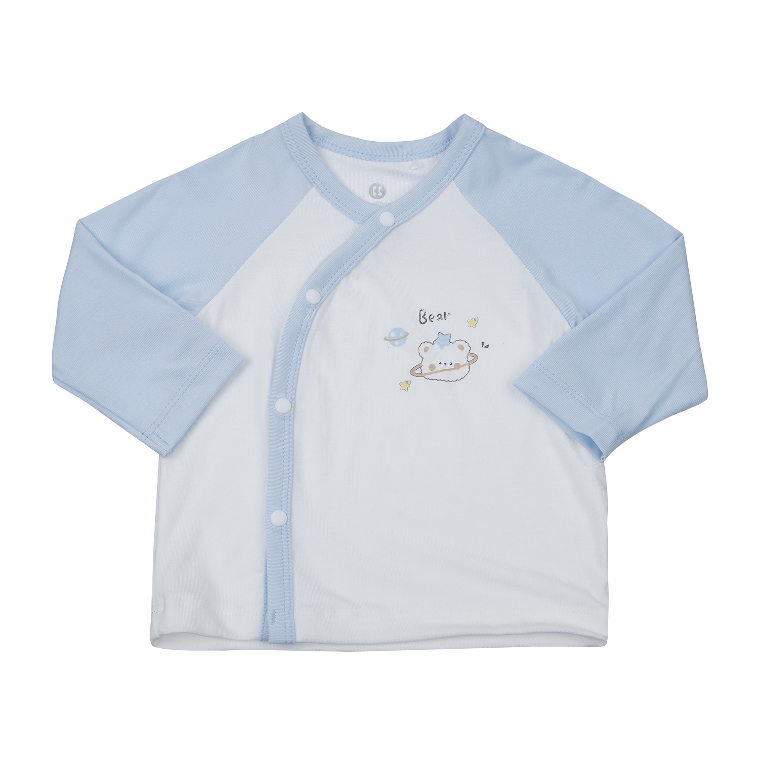 Bộ quần áo dài tay cài lệch KidsPlaza Otis ND24H (Trắng xanh) hình 2