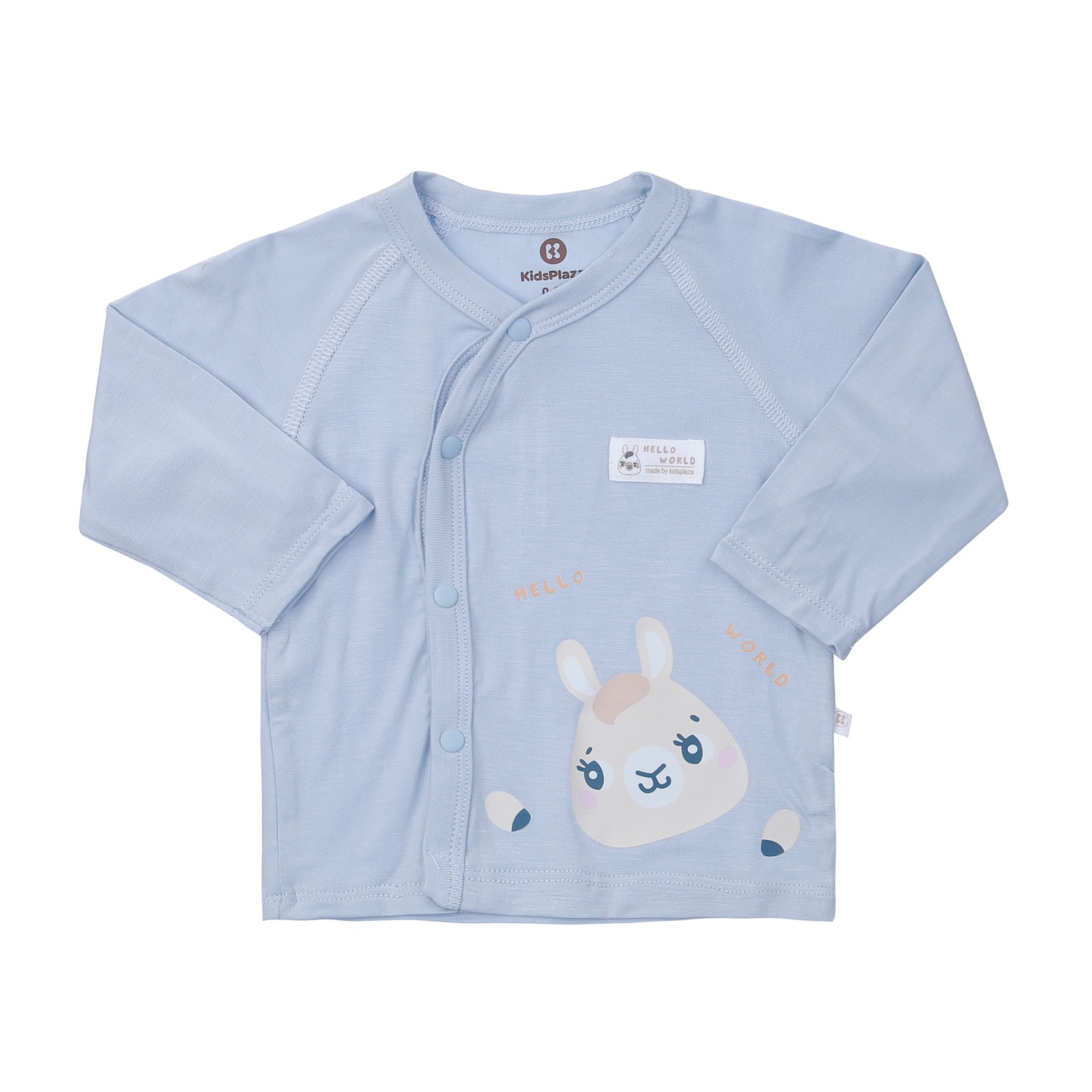 Bộ quần áo dài tay cài lệch KisPlaza in lừa M24H (Xanh)