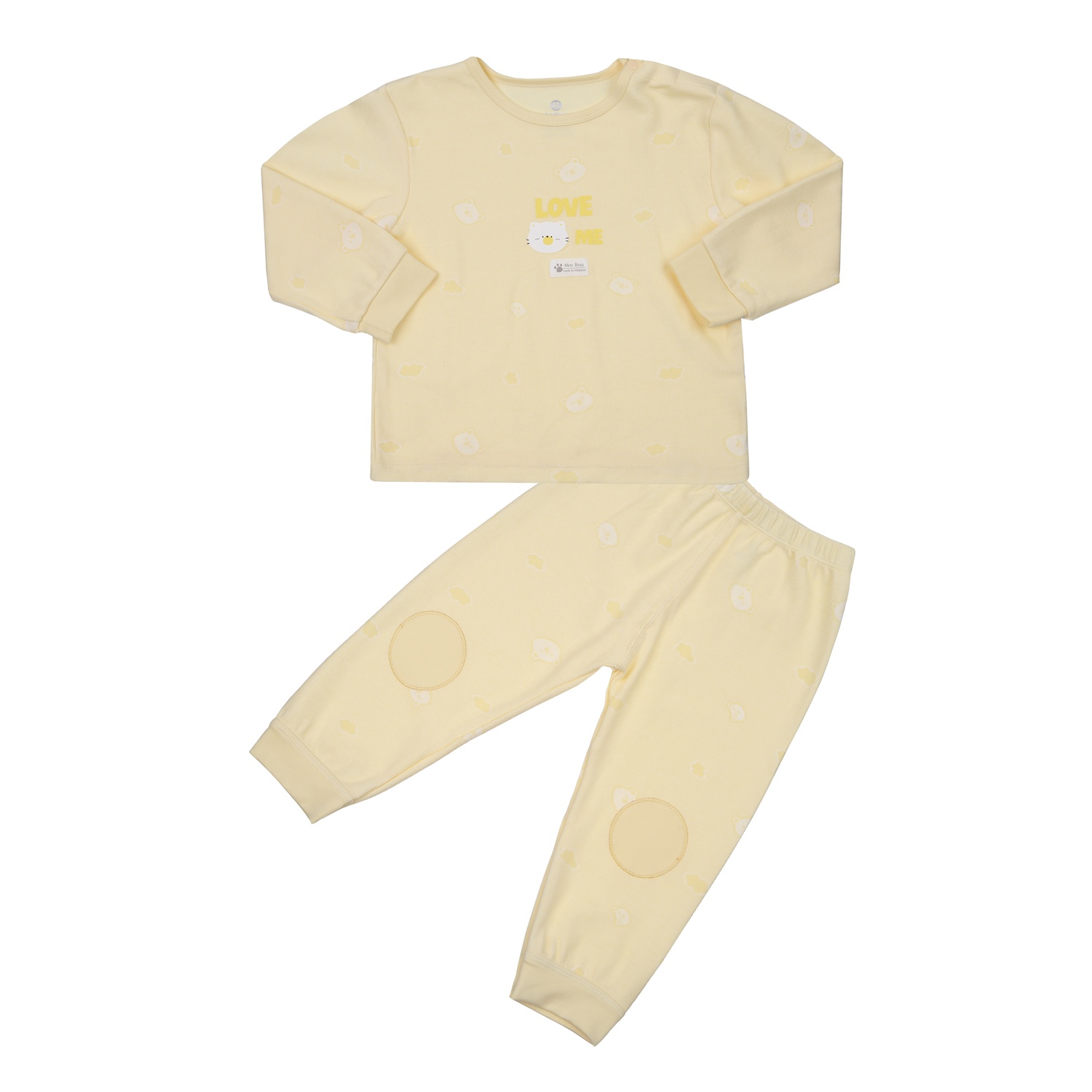 Bộ quần áo dài tay cài vai KidsPlaza in gấu HN23D (Vàng) 