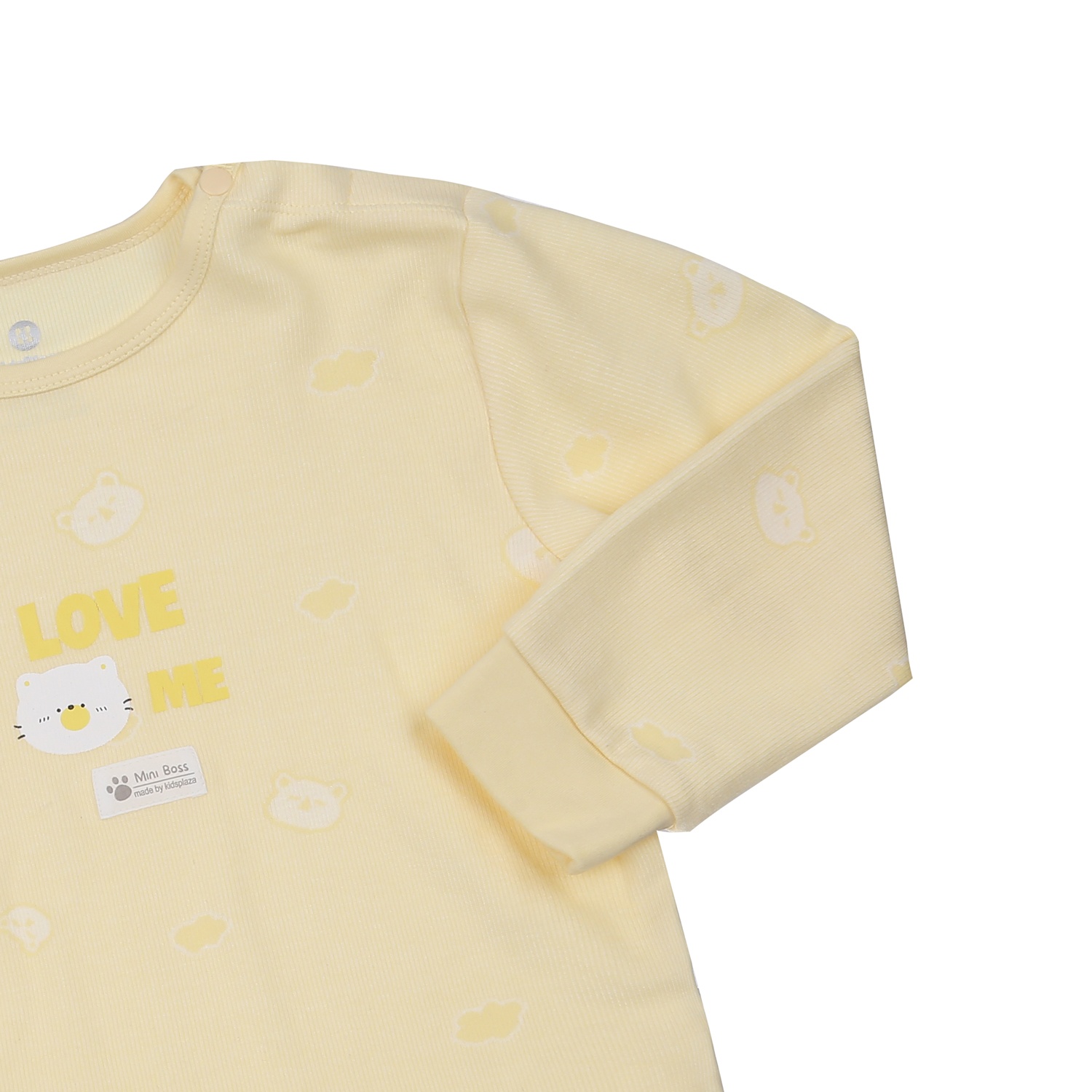 Bộ quần áo dài tay cài vai KidsPlaza in gấu HN23D (Vàng) 