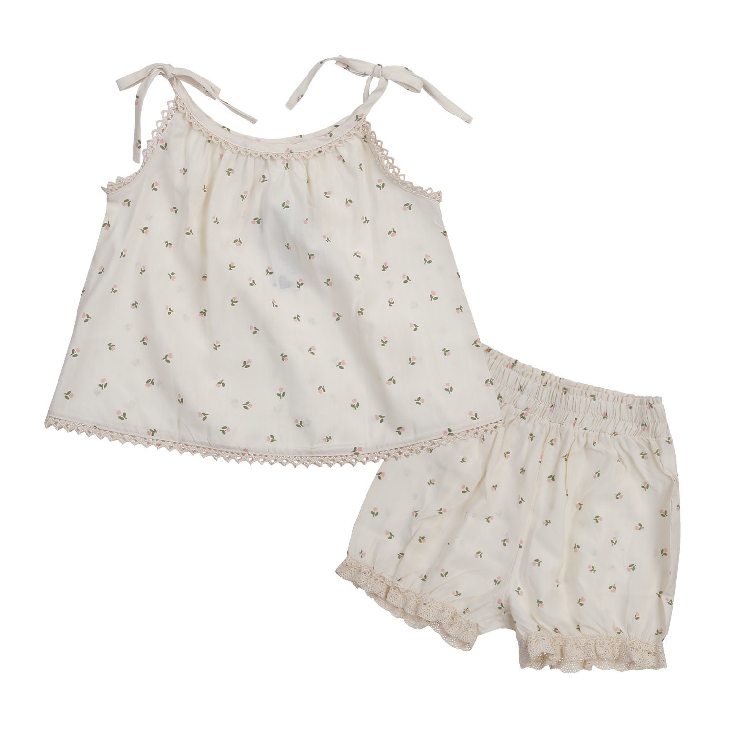 Bộ quần áo hai dây bé gái KidsPlaza in hoa M24H (Be)