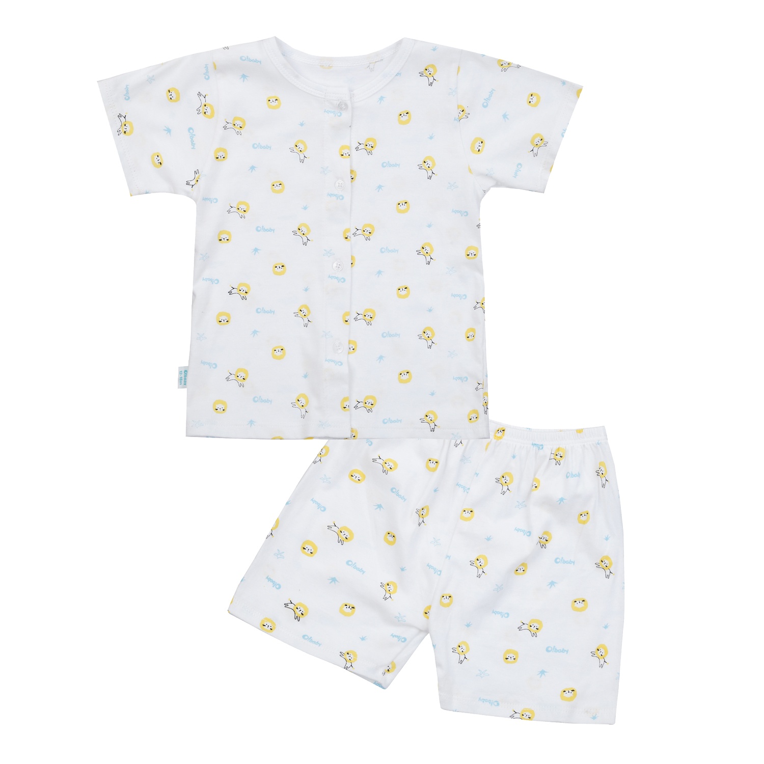 Bộ quần cộc tay O!baby in sư tử DN24 (Trắng vàng) hình 1