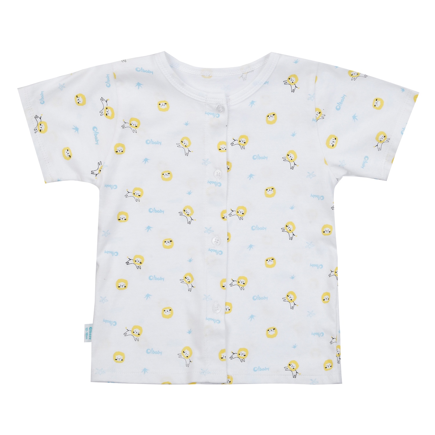 Bộ quần cộc tay O!baby in sư tử DN24 (Trắng vàng) hình 2