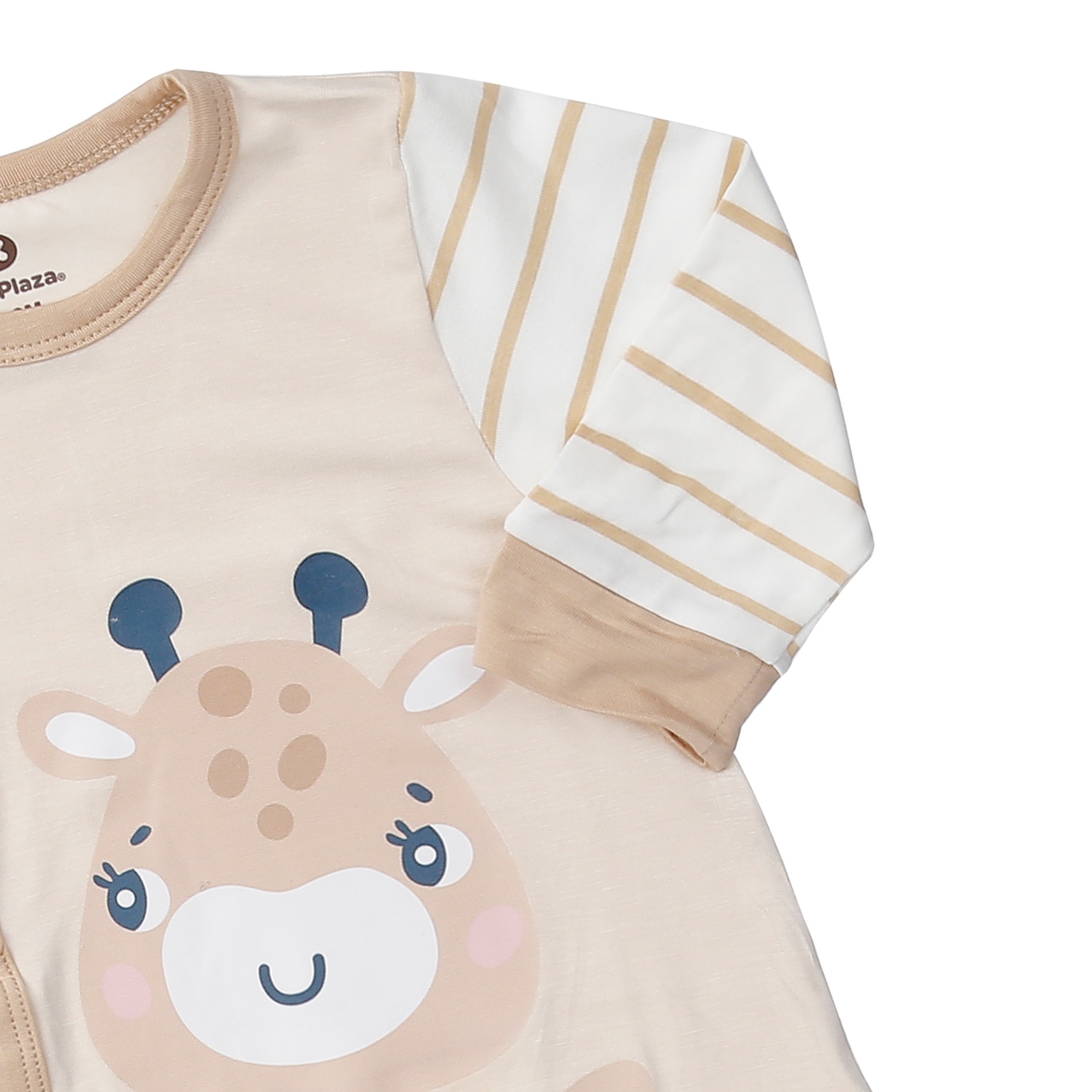 Body dài tay cài lệch KidsPlaza in hươu M24H (Trắng kẻ be) hình 3