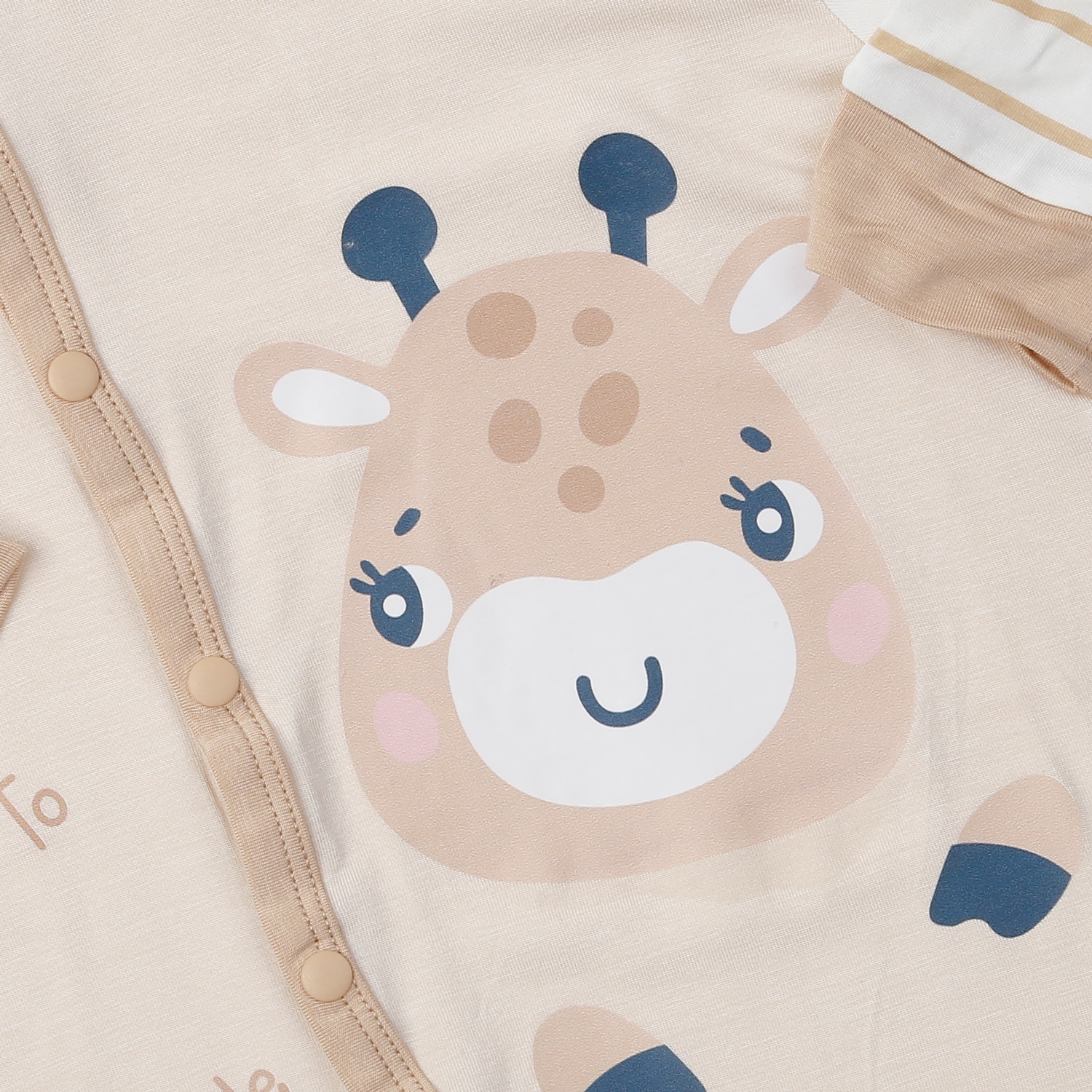 Body dài tay cài lệch KidsPlaza in hươu M24H (Trắng kẻ be) hình 4