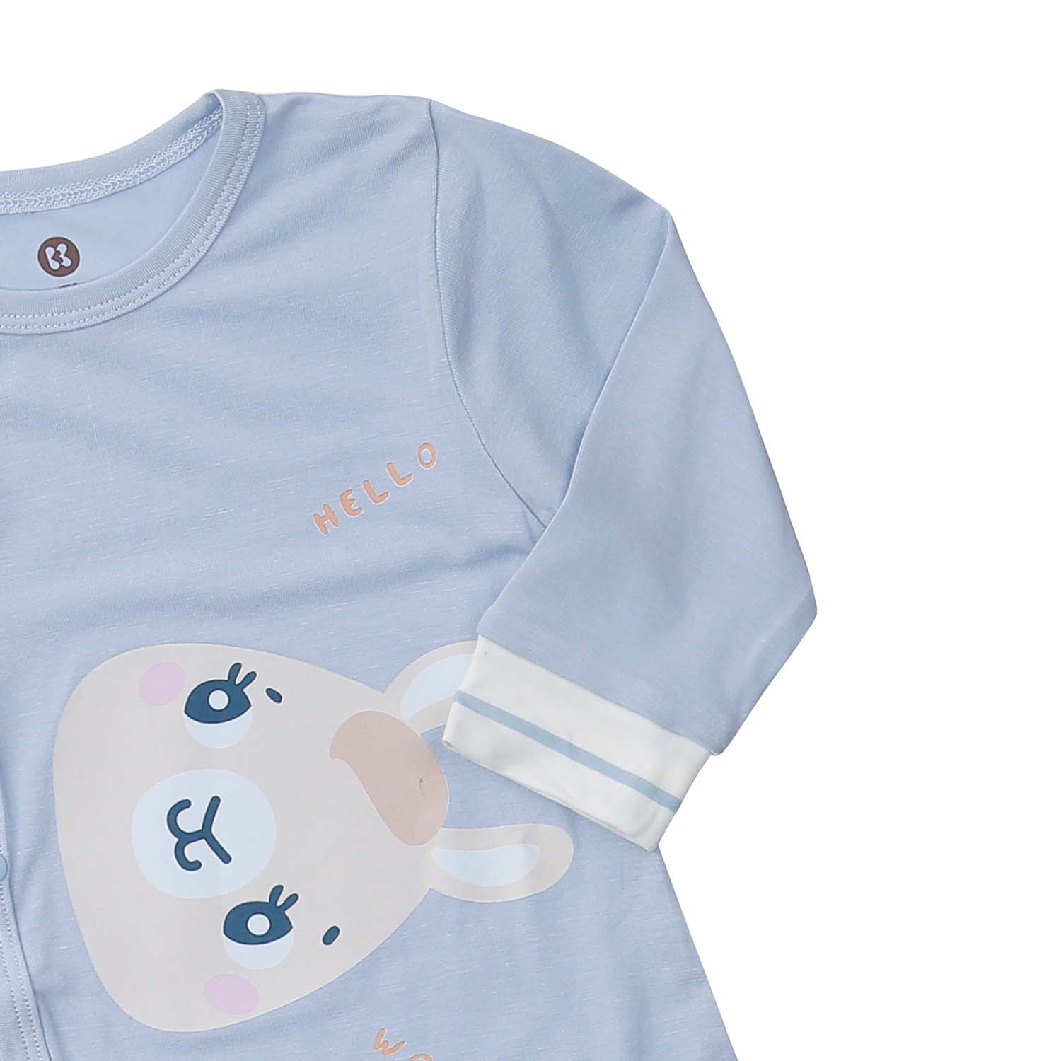 Body dài tay cài lệch KidsPlaza in lừa M24H (Xanh) hình 2