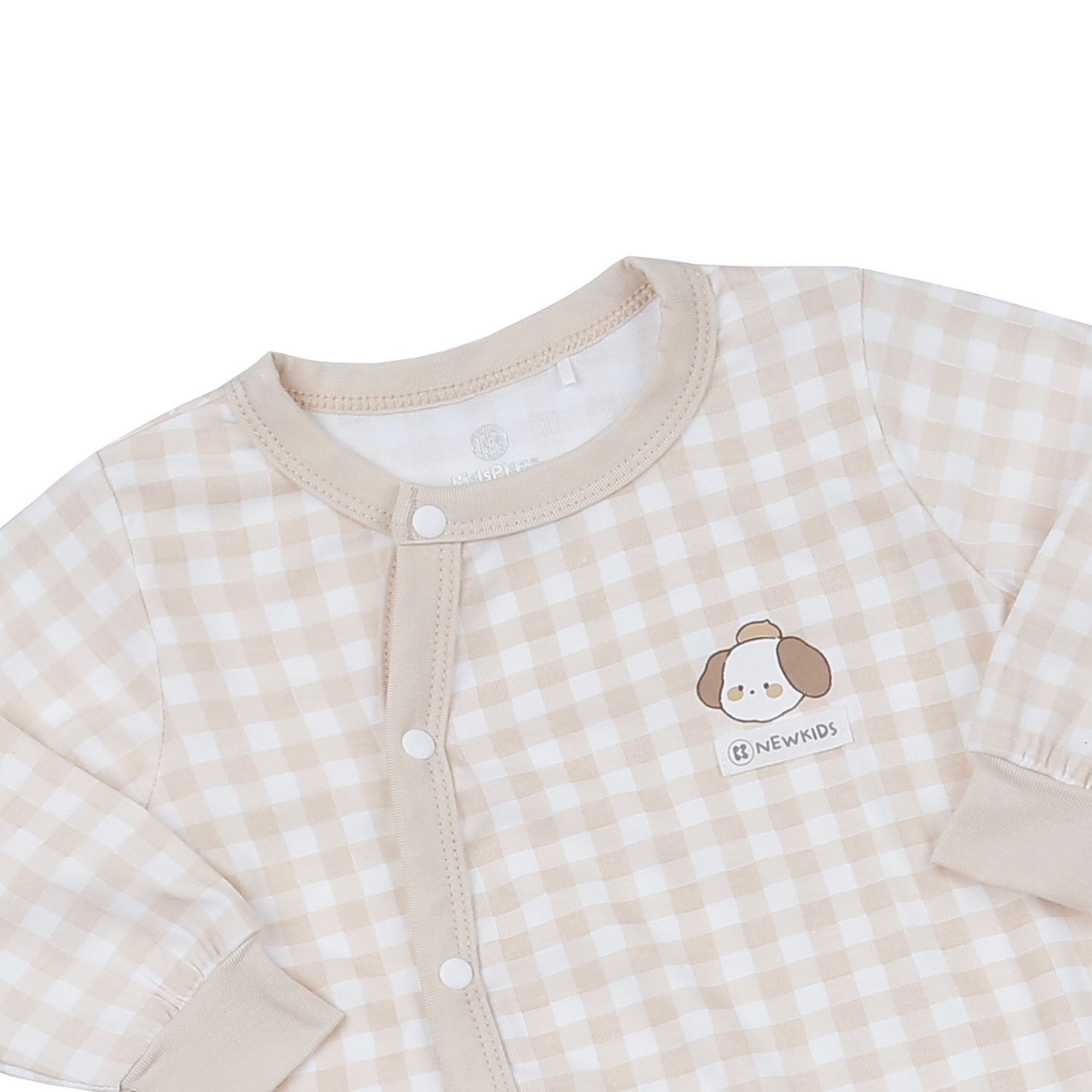 Body dài tay cài lệch KidsPlaza Otis ND24H (Be kẻ) hình 2