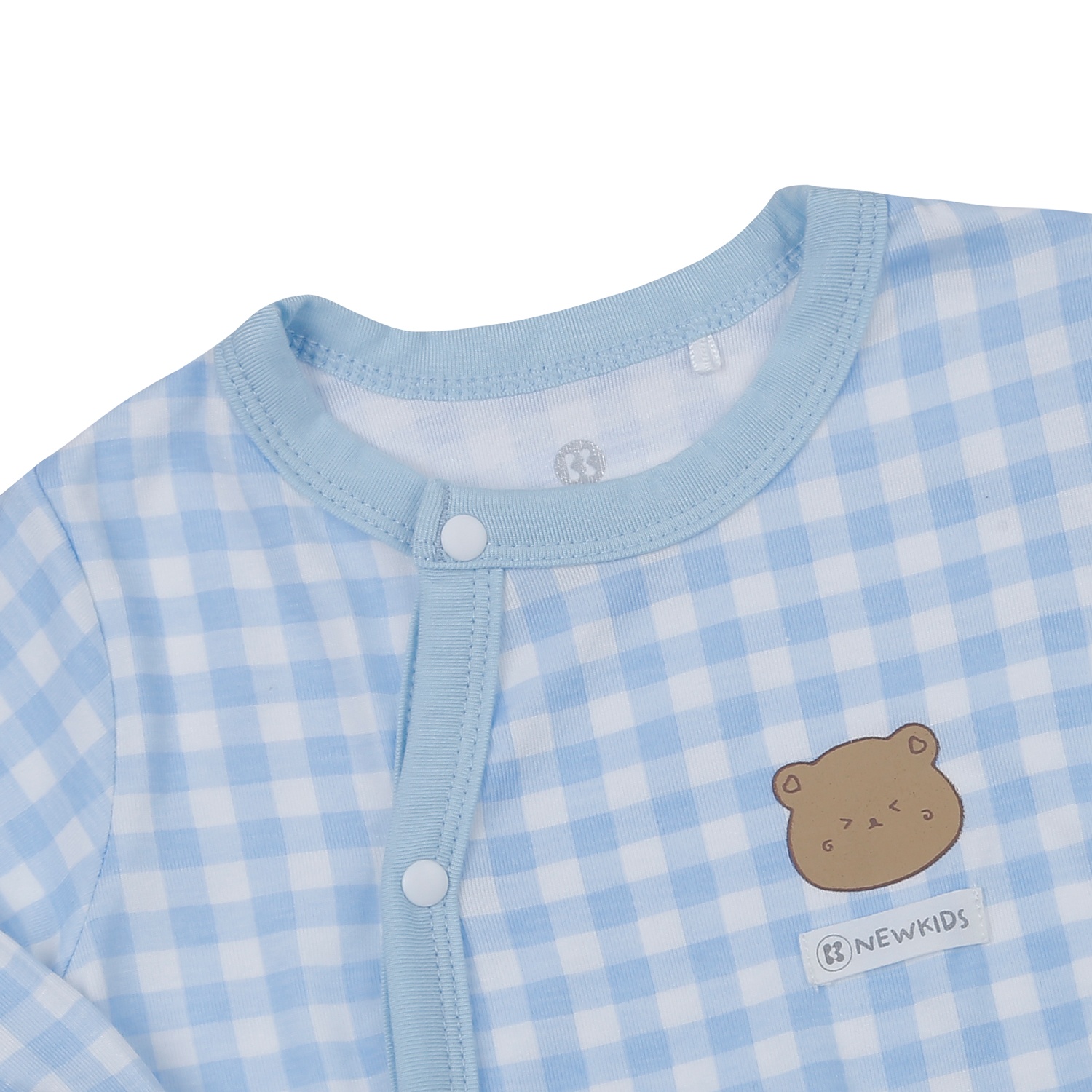 Body dài tay cài lệch KidsPlaza Otis ND24H (Xanh kẻ)