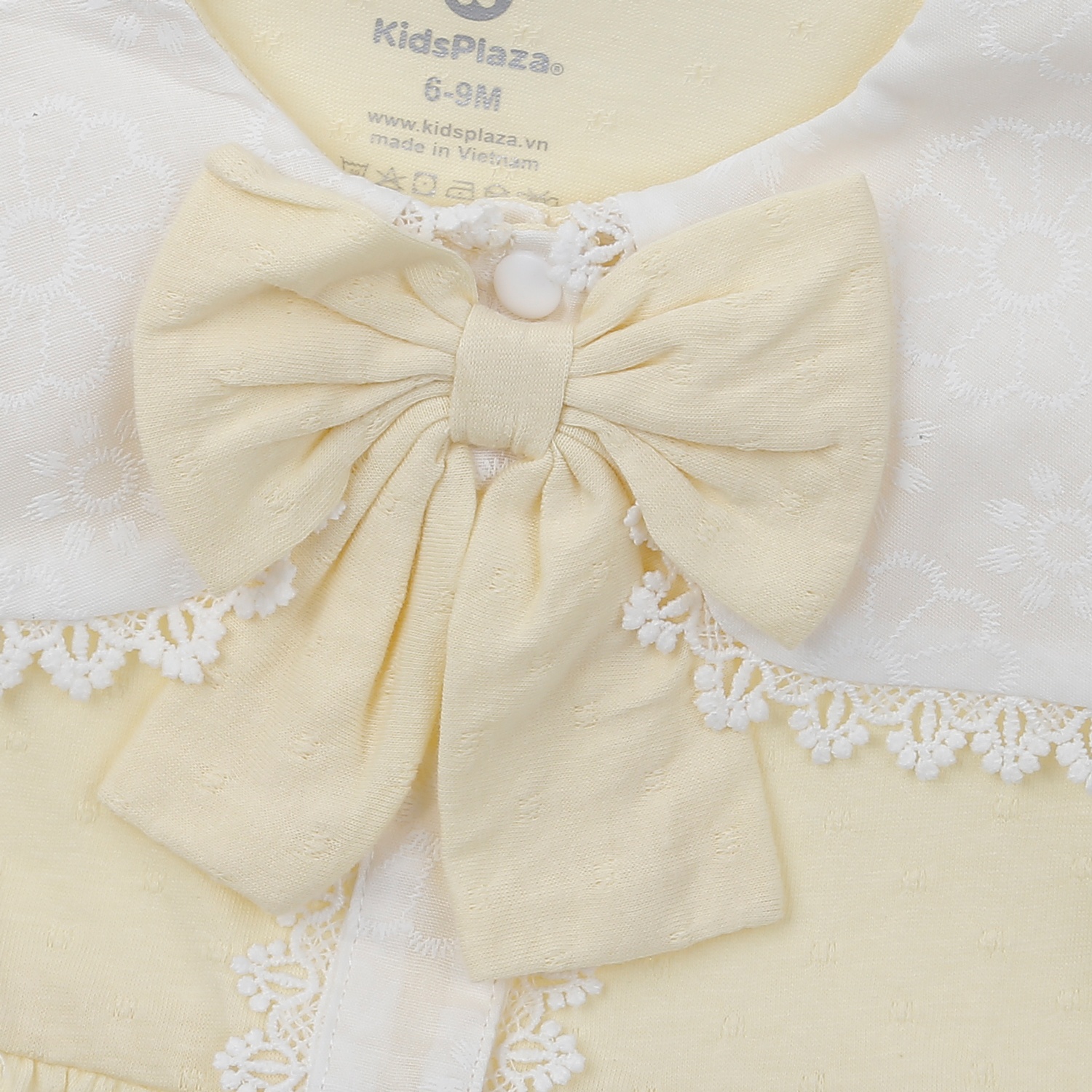Set body cộc tay bé gái KidsPlaza cổ nơ HN24H (Màu vàng) hình 2