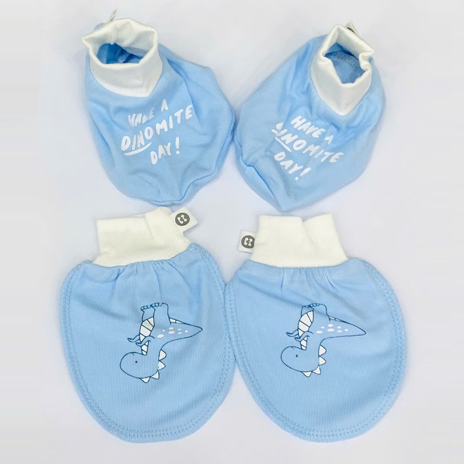 Bao tay chân KidsPlaza in khủng long ND24T (Trắng xanh)