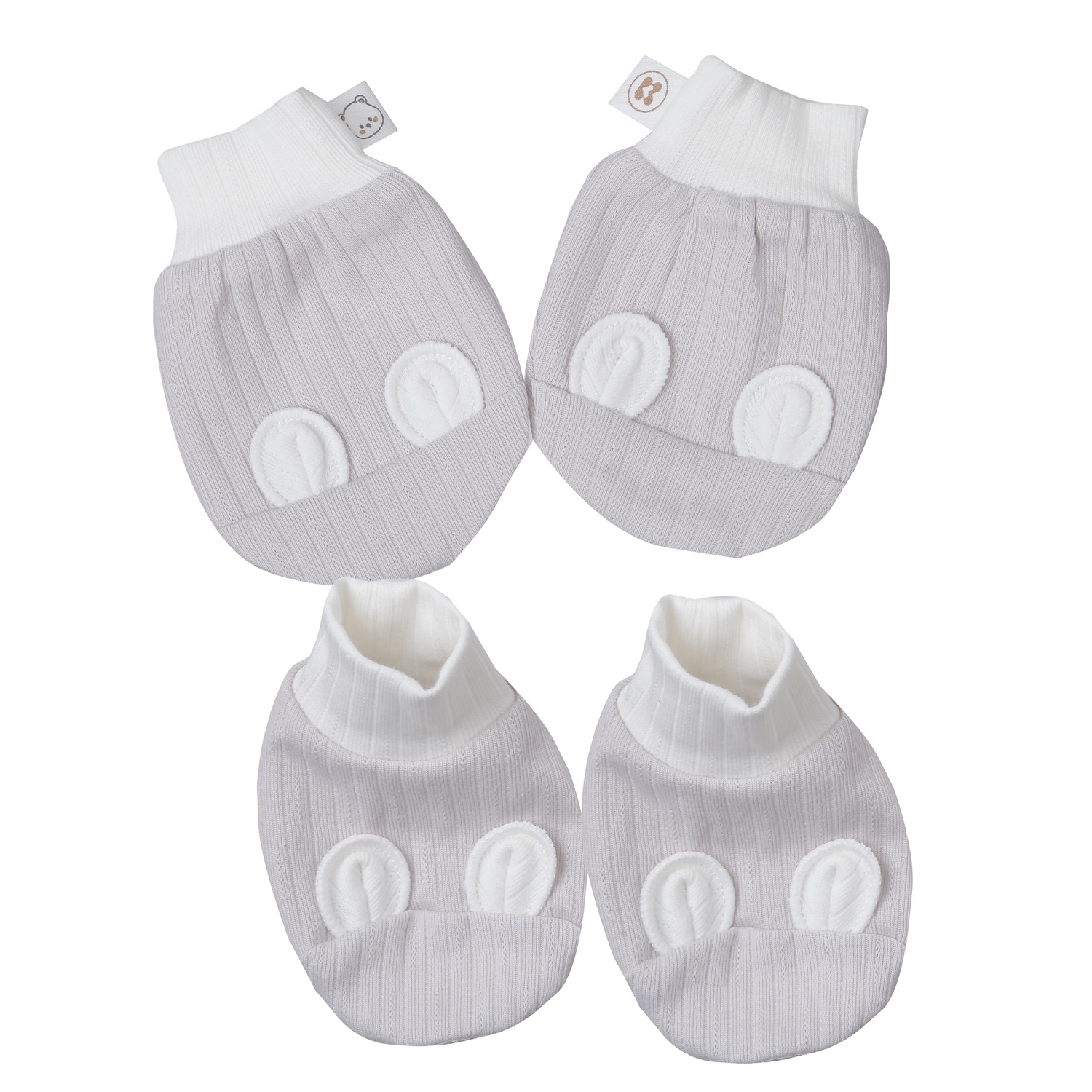 Set bao tay chân KidsPlaza kẻ tăm ND25T (Ghi)