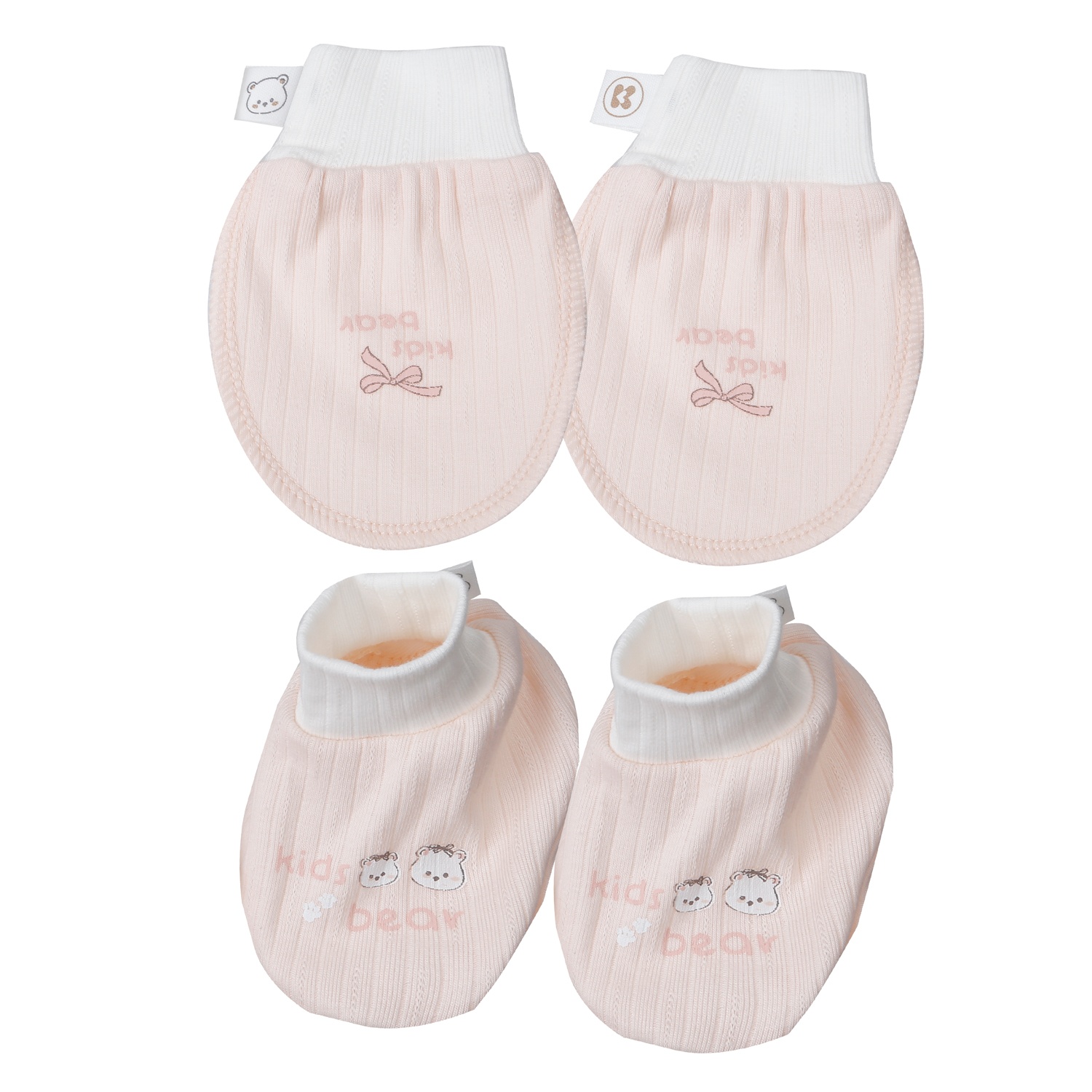 Set bao tay chân KidsPlaza kẻ tăm ND25T (Hồng cam) hình 1