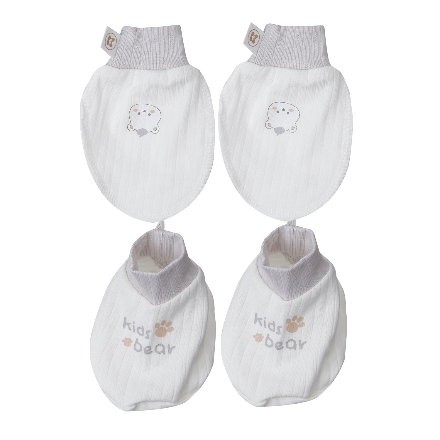 Set bao tay chân KidsPlaza kẻ tăm ND25T (Trắng ghi) hình 1