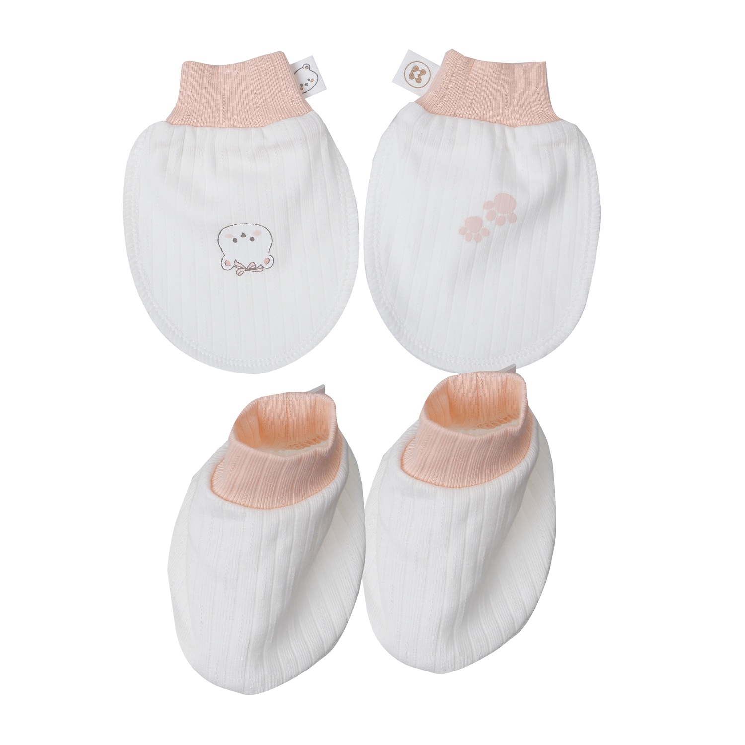 Set bao tay chân KidsPlaza kẻ tăm ND25T (Trắng hồng)